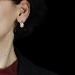 French 19th Century 18 Karat Rose Gold Leverback Earrings