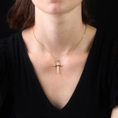 Pendentif croix régional française en or rose 18 carats du 19ème siècle