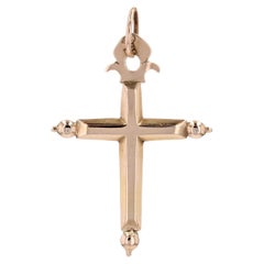 Antique French 19th Century 18 Karat Rose Gold Regional Cross Pendant