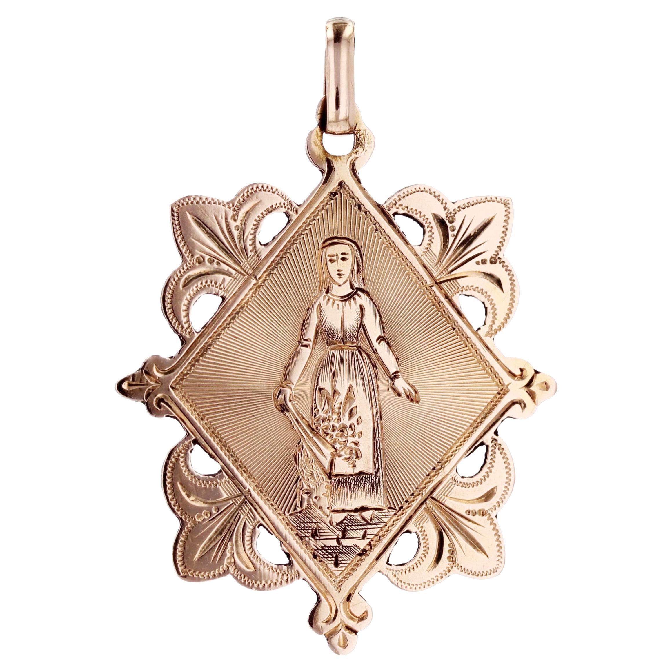 French 19th Century 18 Karat Rose Gold Saint Germaine Medal