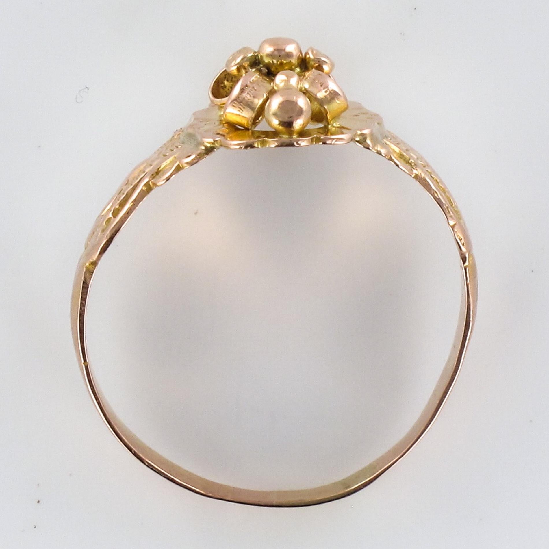 French 19th Century 18 Karat Rose Gold Sentimental Ring 9