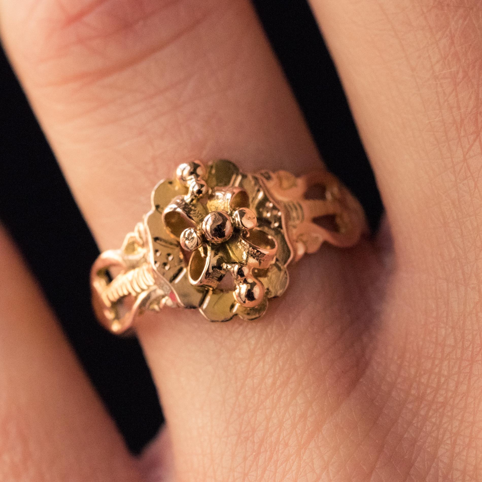 French 19th Century 18 Karat Rose Gold Sentimental Ring In Good Condition In Poitiers, FR