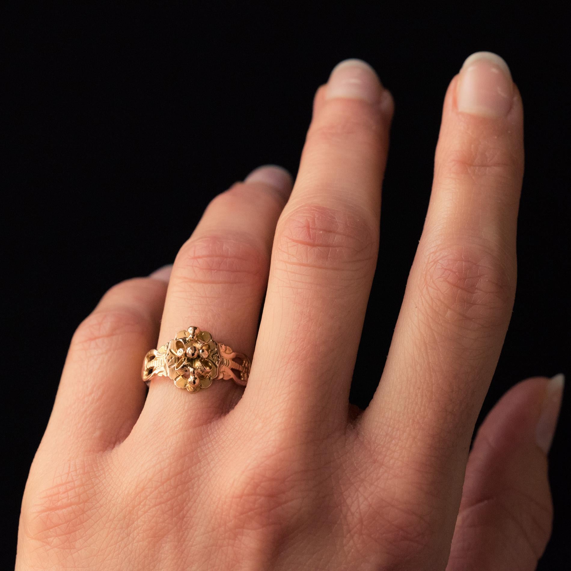 French 19th Century 18 Karat Rose Gold Sentimental Ring 1