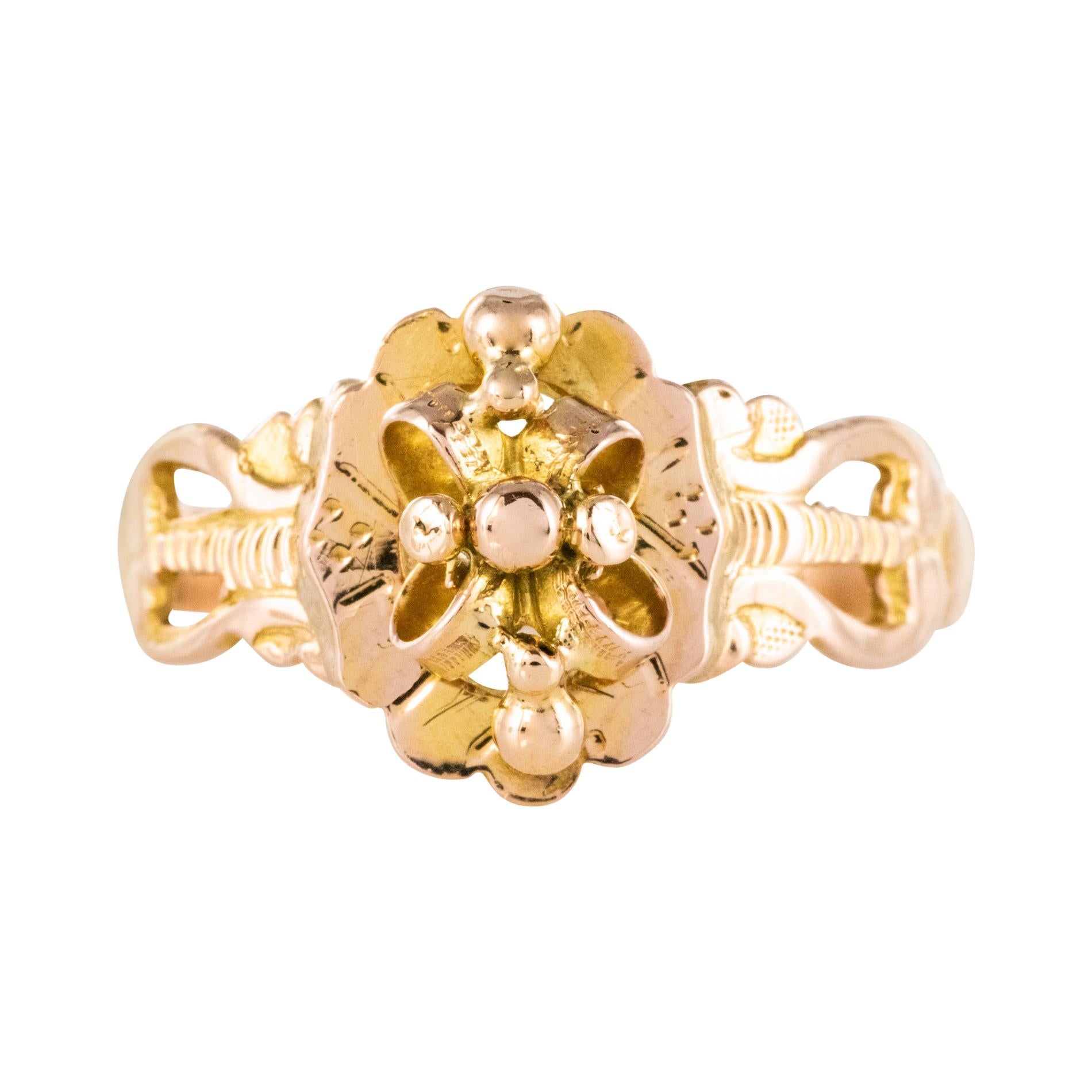 French 19th Century 18 Karat Rose Gold Sentimental Ring