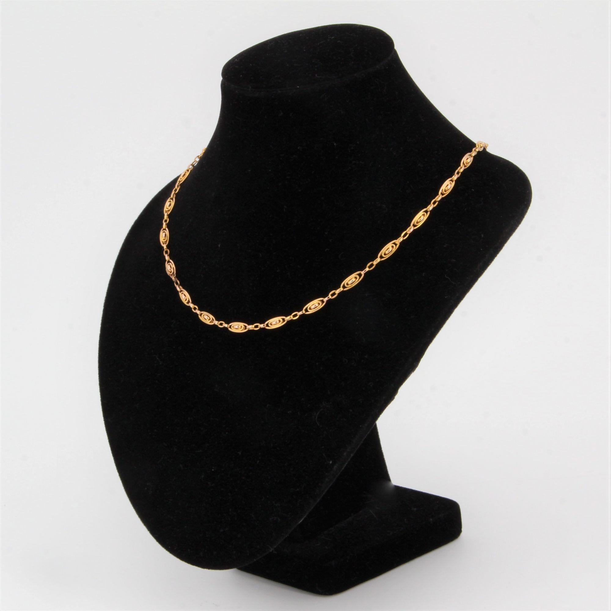 French 19th Century 18 Karat Rose Gold Watch Chain Necklace In Good Condition For Sale In Poitiers, FR