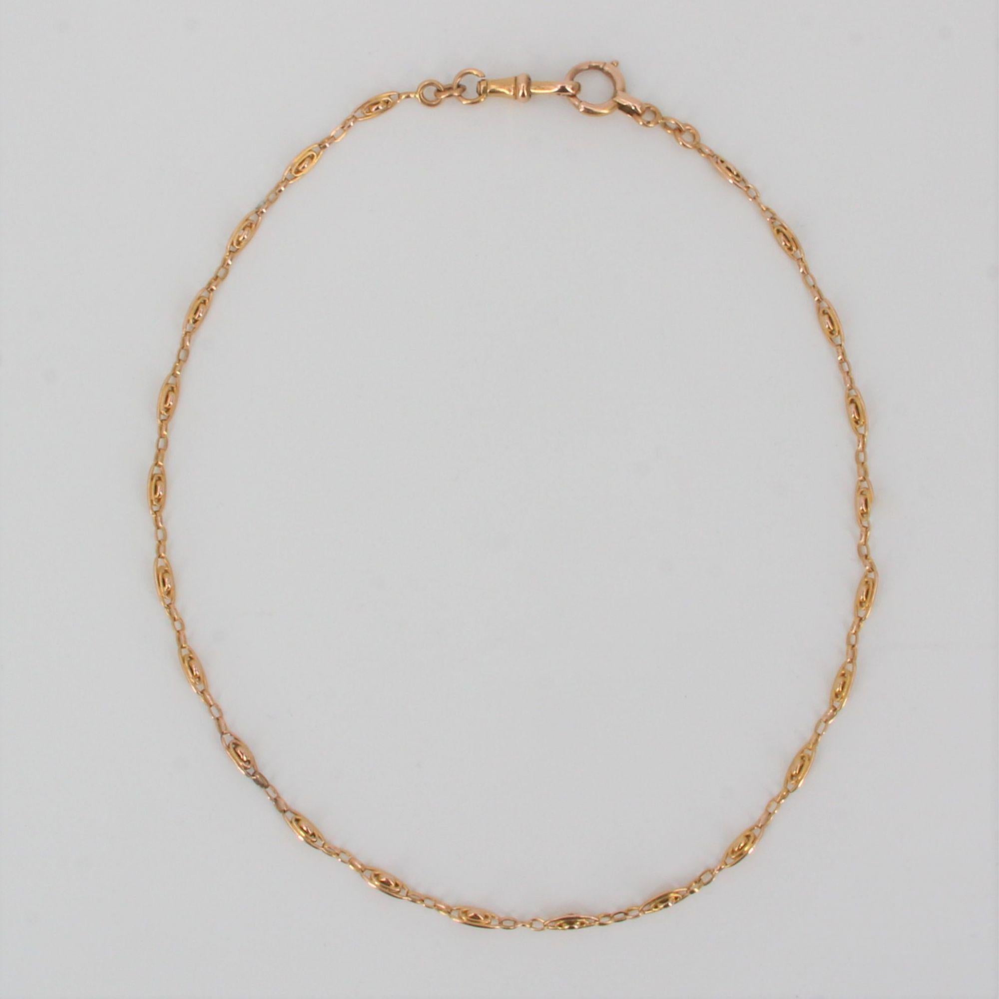 French 19th Century 18 Karat Rose Gold Watch Chain Necklace For Sale 1