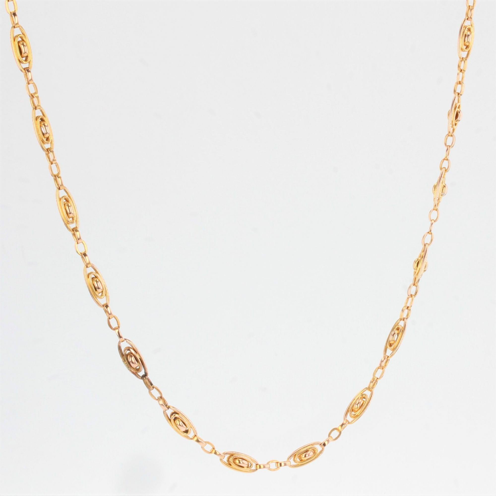 French 19th Century 18 Karat Rose Gold Watch Chain Necklace For Sale 3