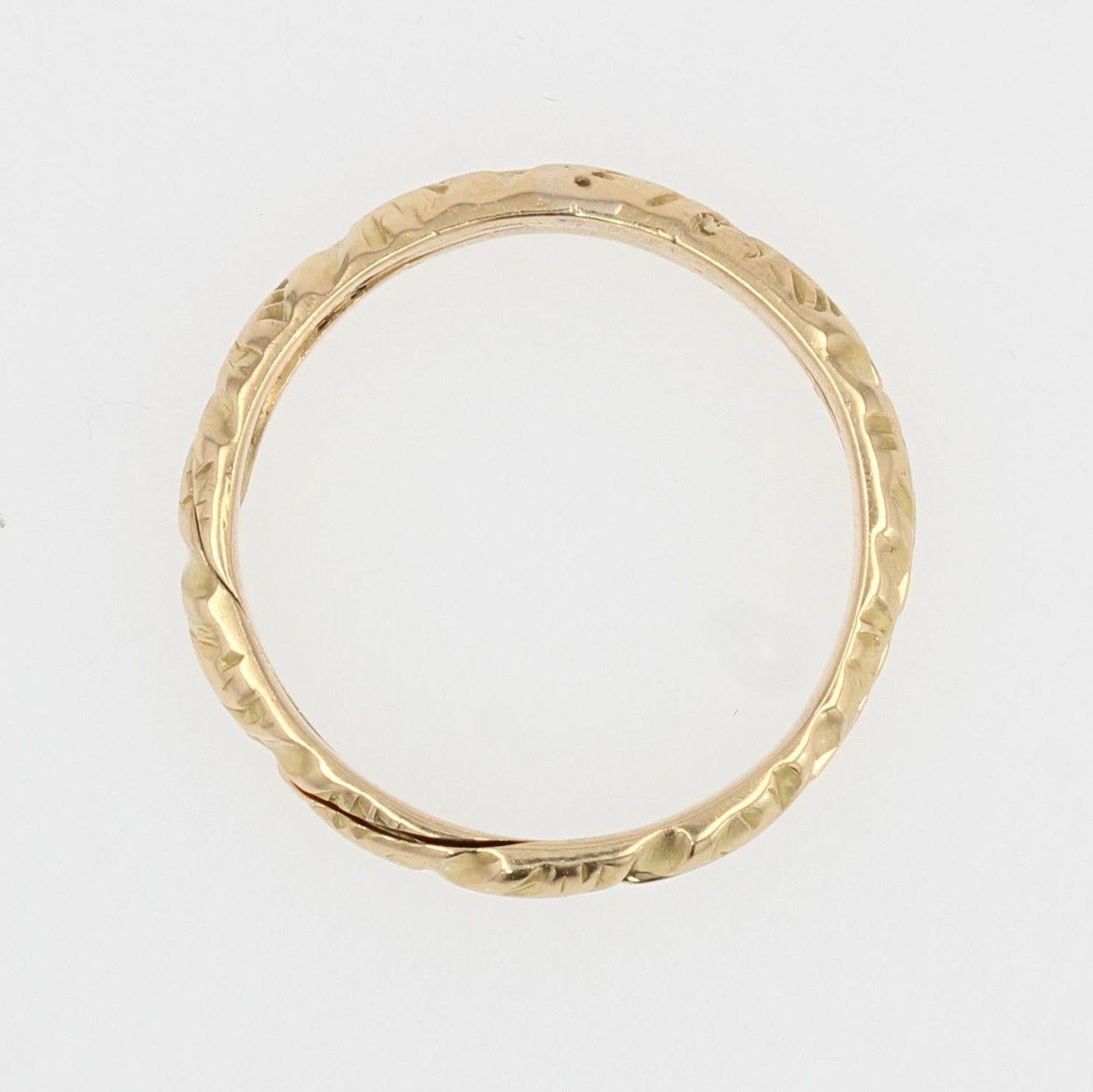 French 19th Century 18 Karat Yellow Gold Double Ring Wedding Band 3