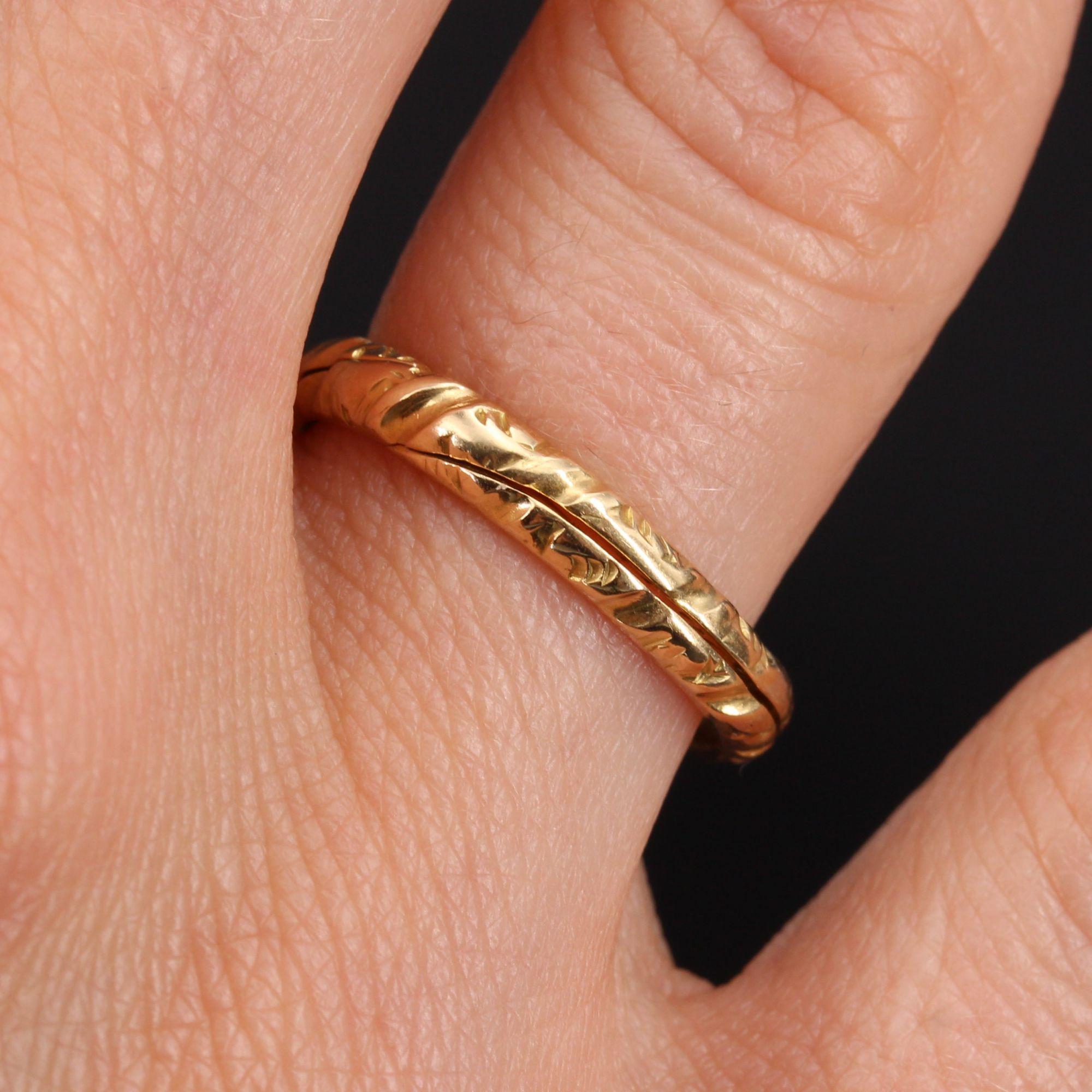Napoleon III French 19th Century 18 Karat Yellow Gold Double Ring Wedding Band