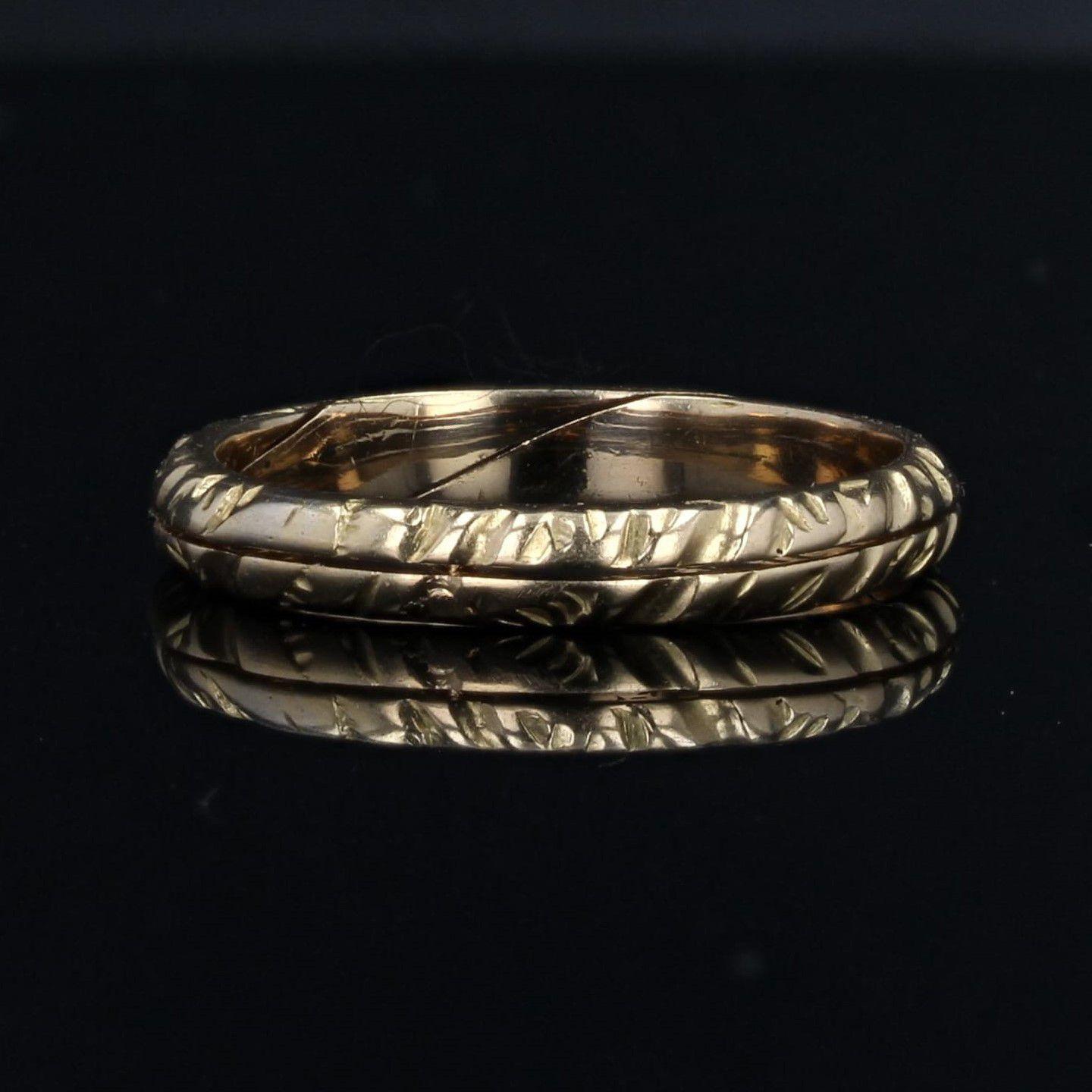 Women's French 19th Century 18 Karat Yellow Gold Double Ring Wedding Band