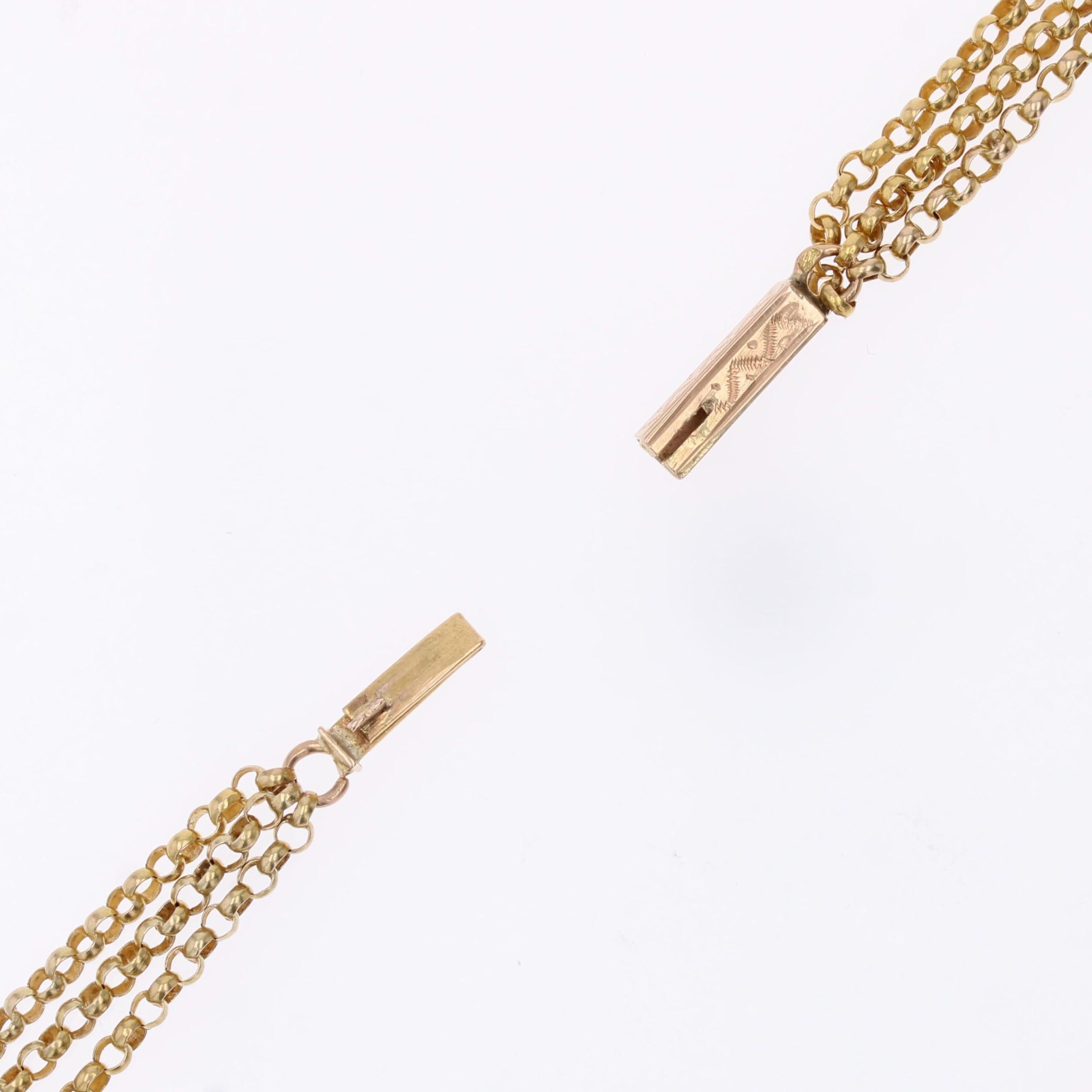 French 19th Century 18 Karat Yellow Gold Jaseron Mesh 3 Rows Choker Necklace im Angebot 6