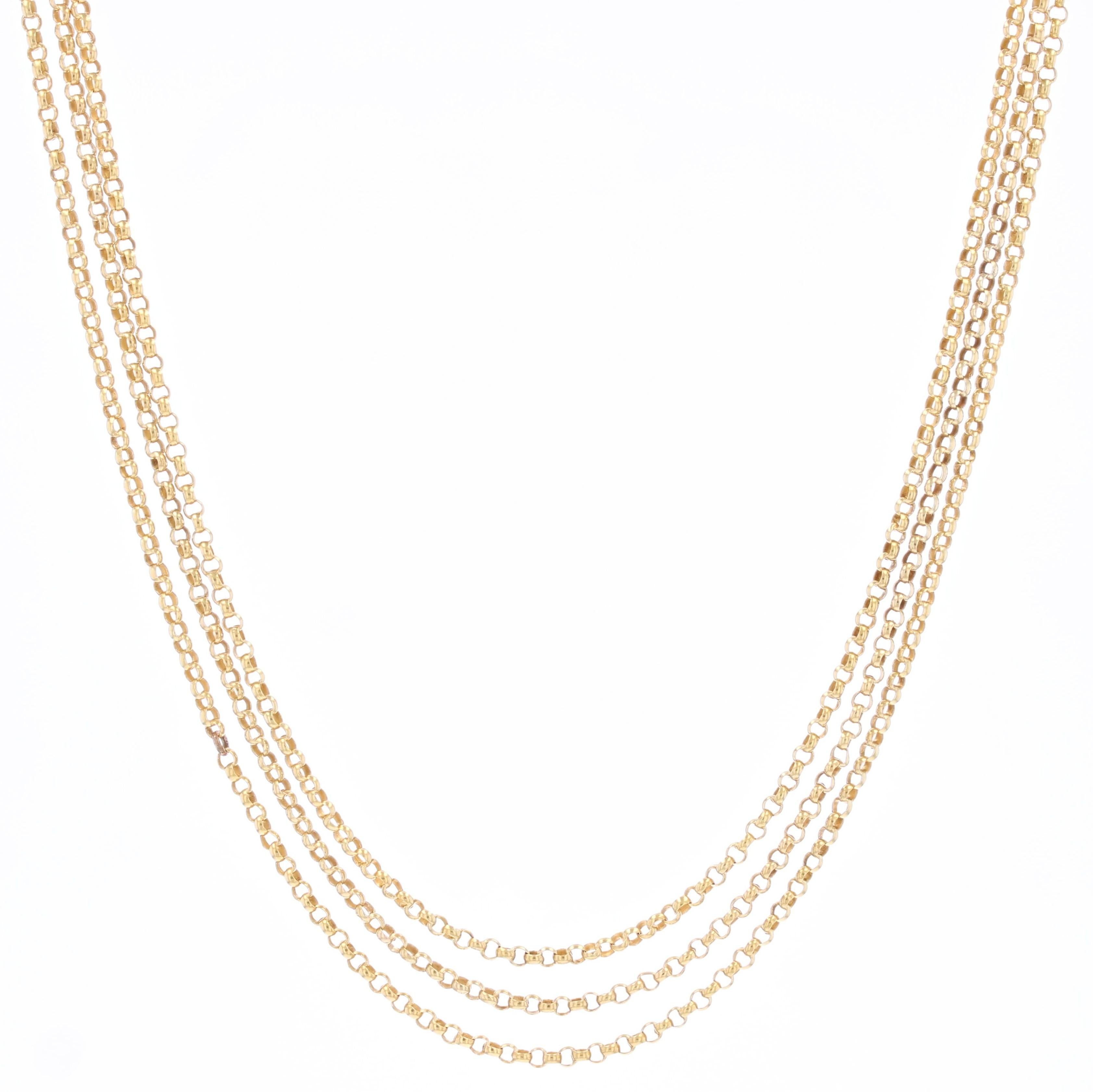 French 19th Century 18 Karat Yellow Gold Jaseron Mesh 3 Rows Choker Necklace im Angebot 8