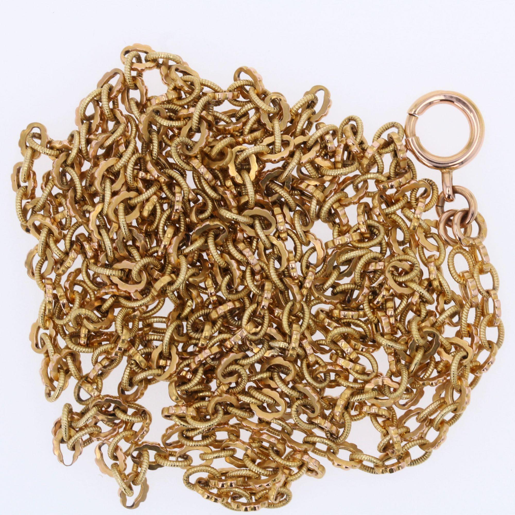 French 19th Century 18 Karat Yellow Gold Long Necklace 5