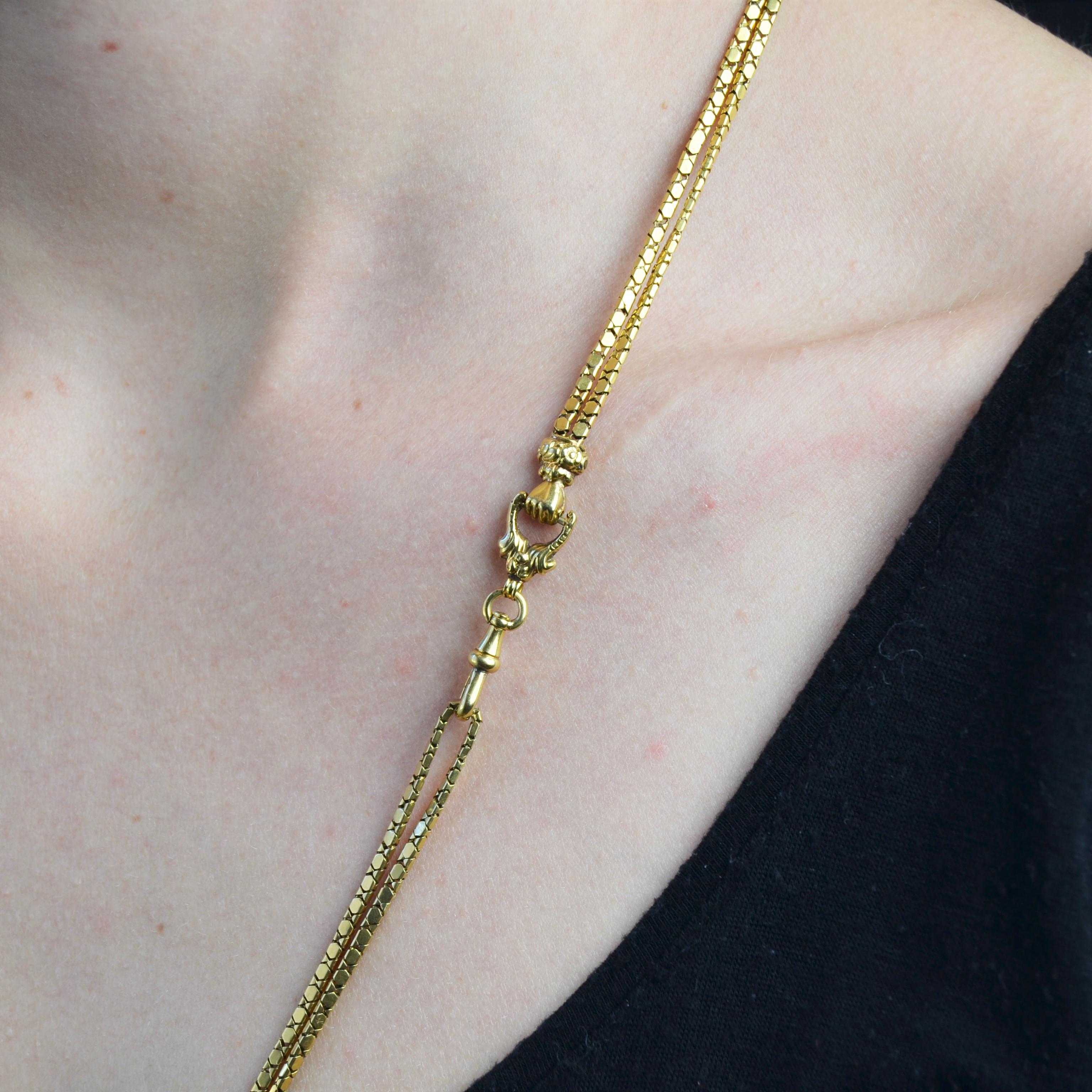 French 19th Century 18 Karat Yellow Gold Long Necklace 4