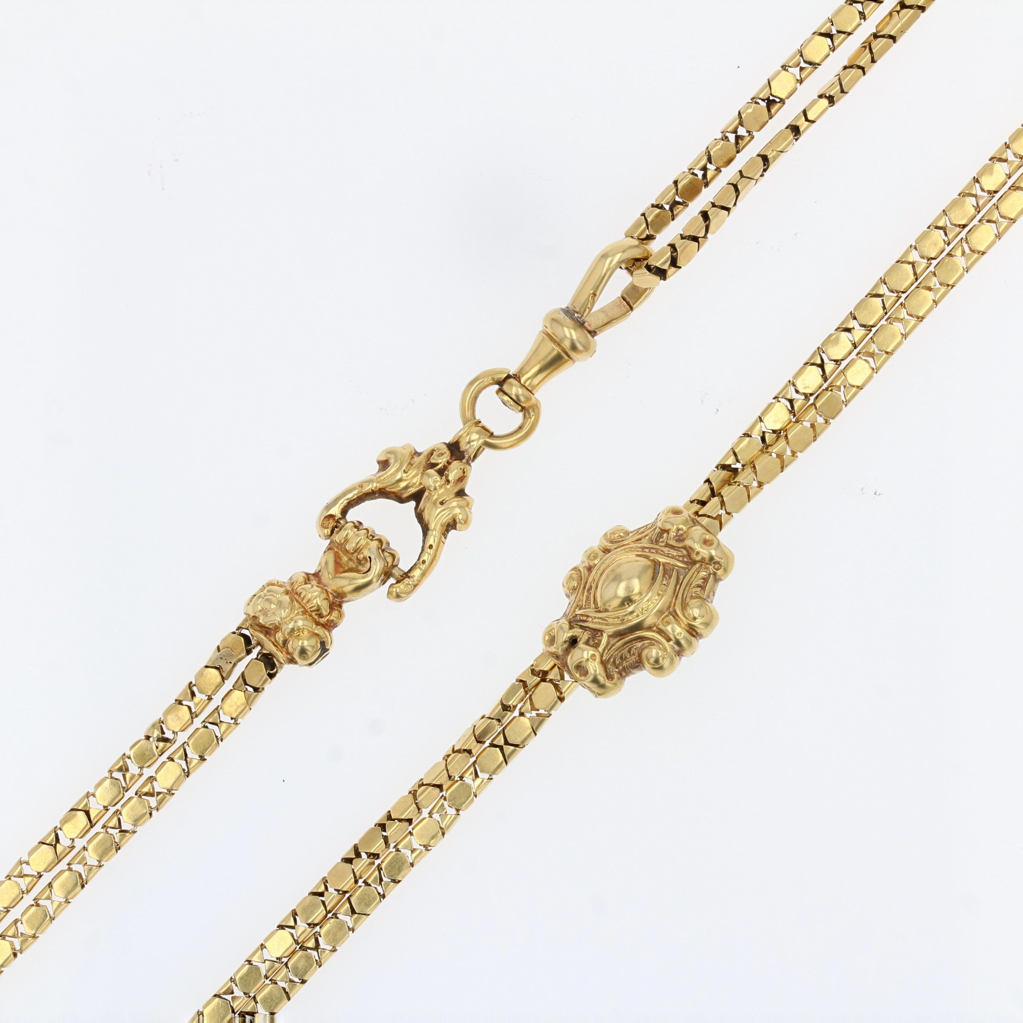 French 19th Century 18 Karat Yellow Gold Long Necklace 5