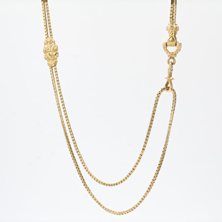 French, 19th Century, 18 Karat Yellow Gold Long Necklace 13