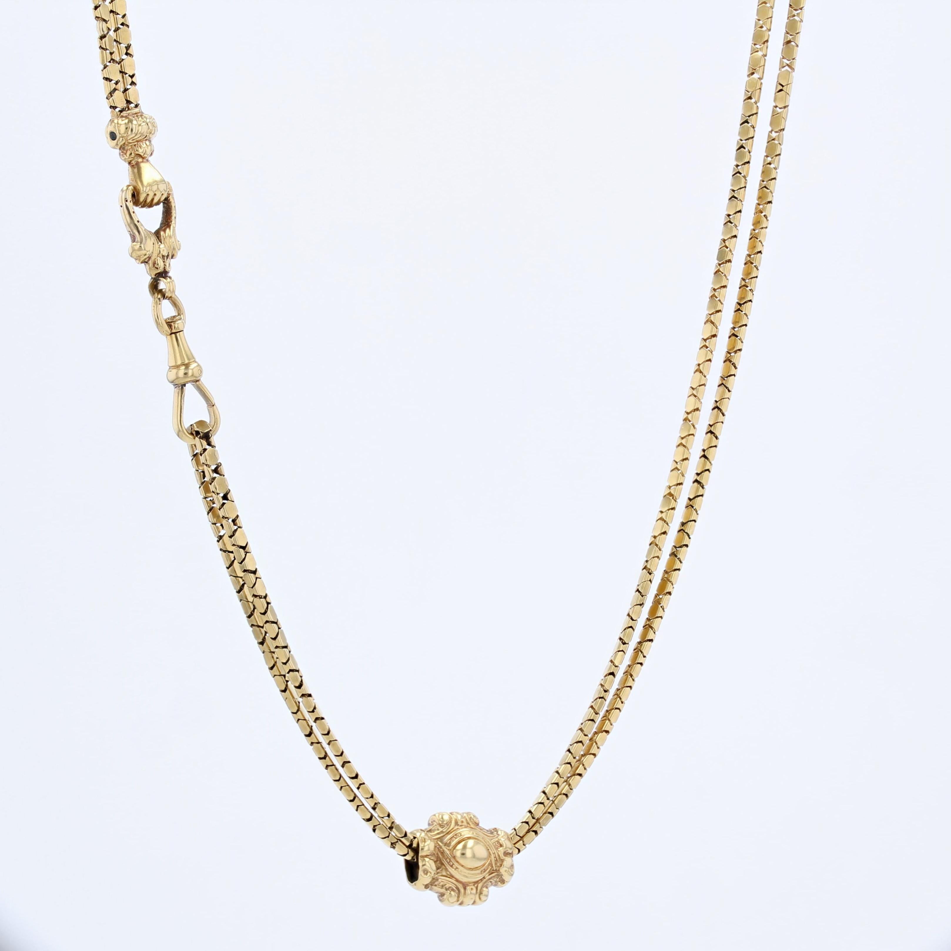 French 19th Century 18 Karat Yellow Gold Long Necklace In Good Condition In Poitiers, FR