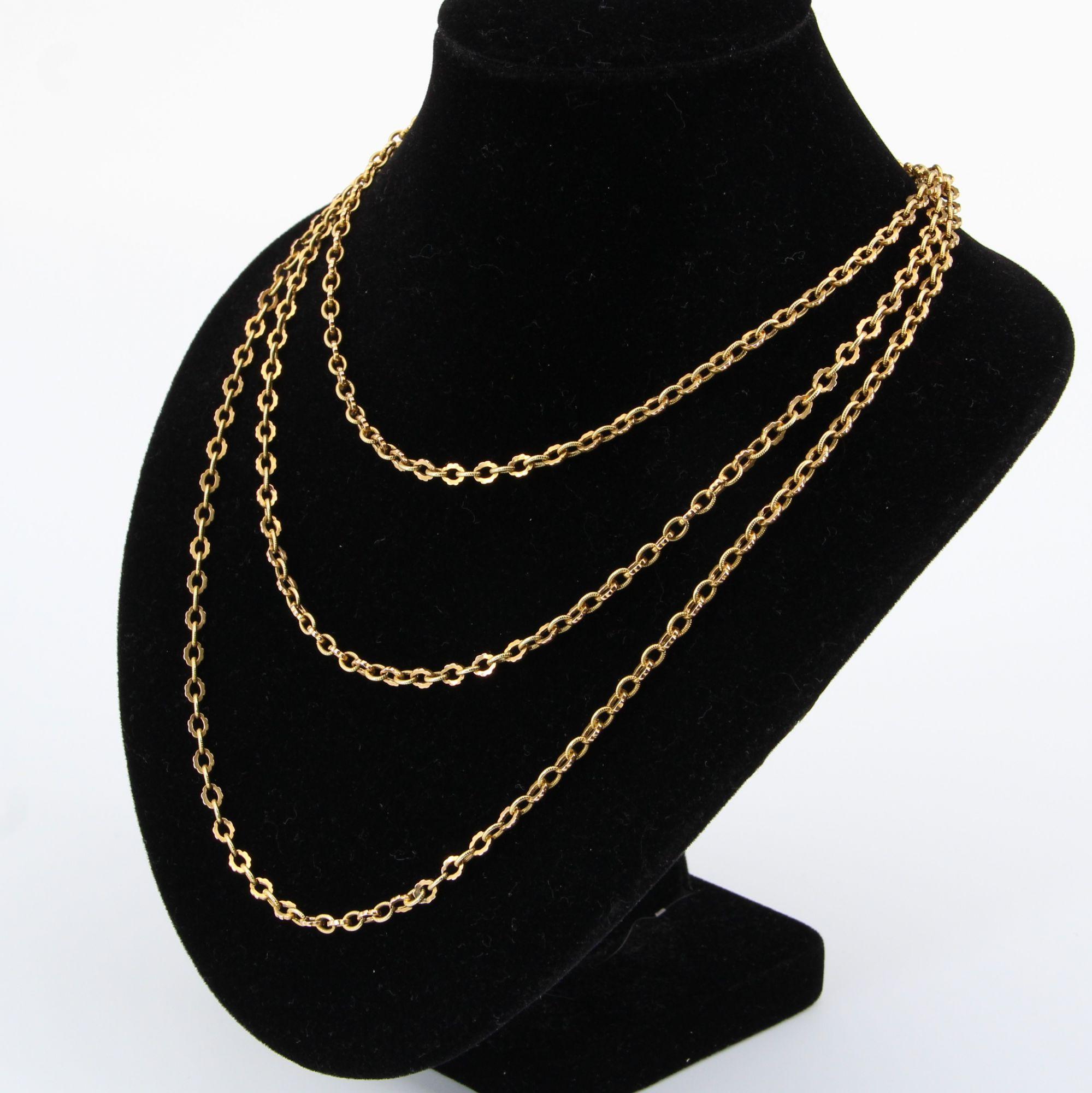 French 19th Century 18 Karat Yellow Gold Long Necklace 2
