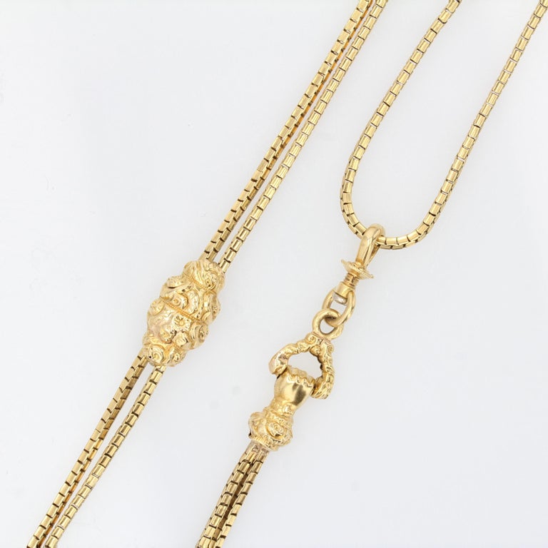 French, 19th Century, 18 Karat Yellow Gold Long Necklace 2
