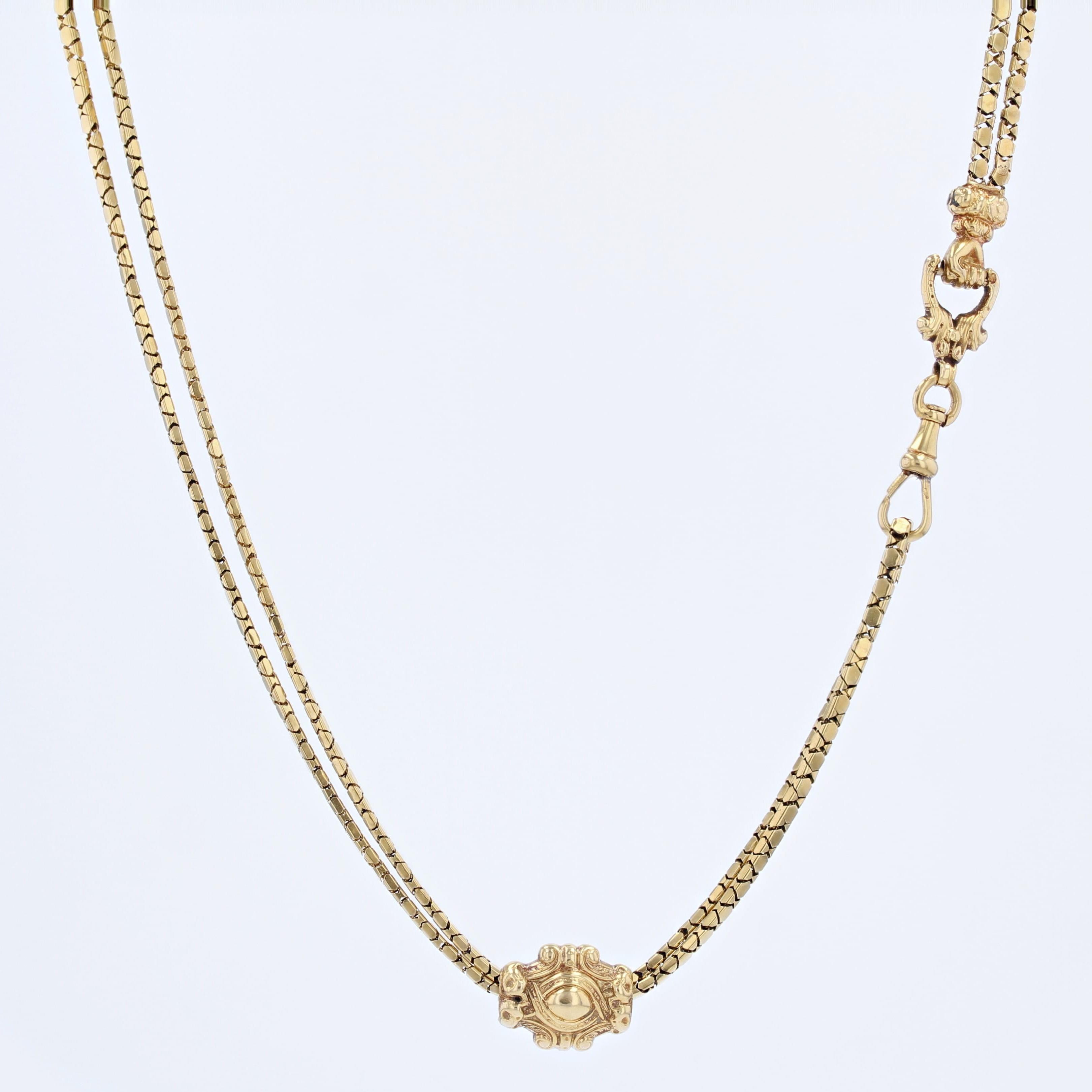 French 19th Century 18 Karat Yellow Gold Long Necklace 1