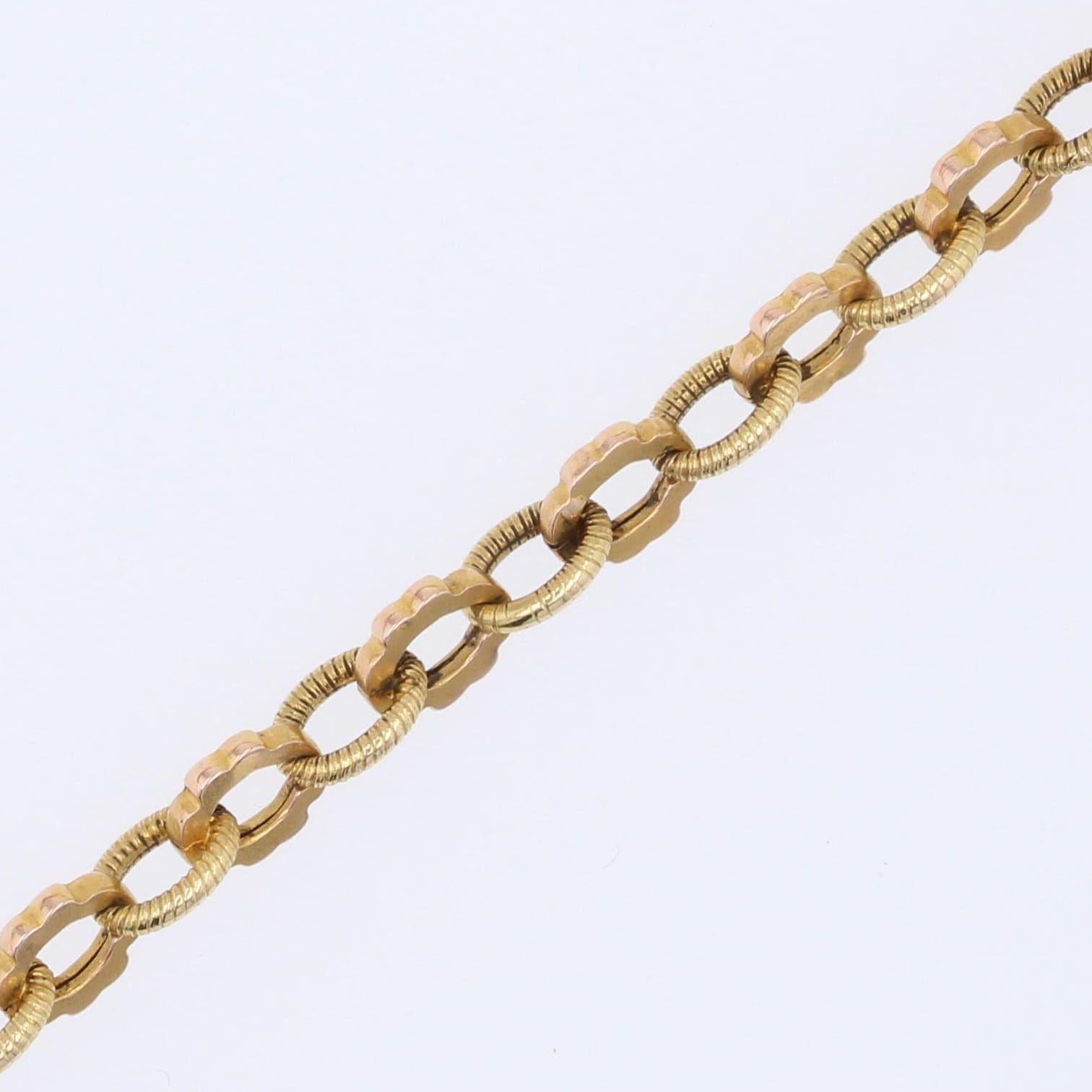 French 19th Century 18 Karat Yellow Gold Long Necklace 4