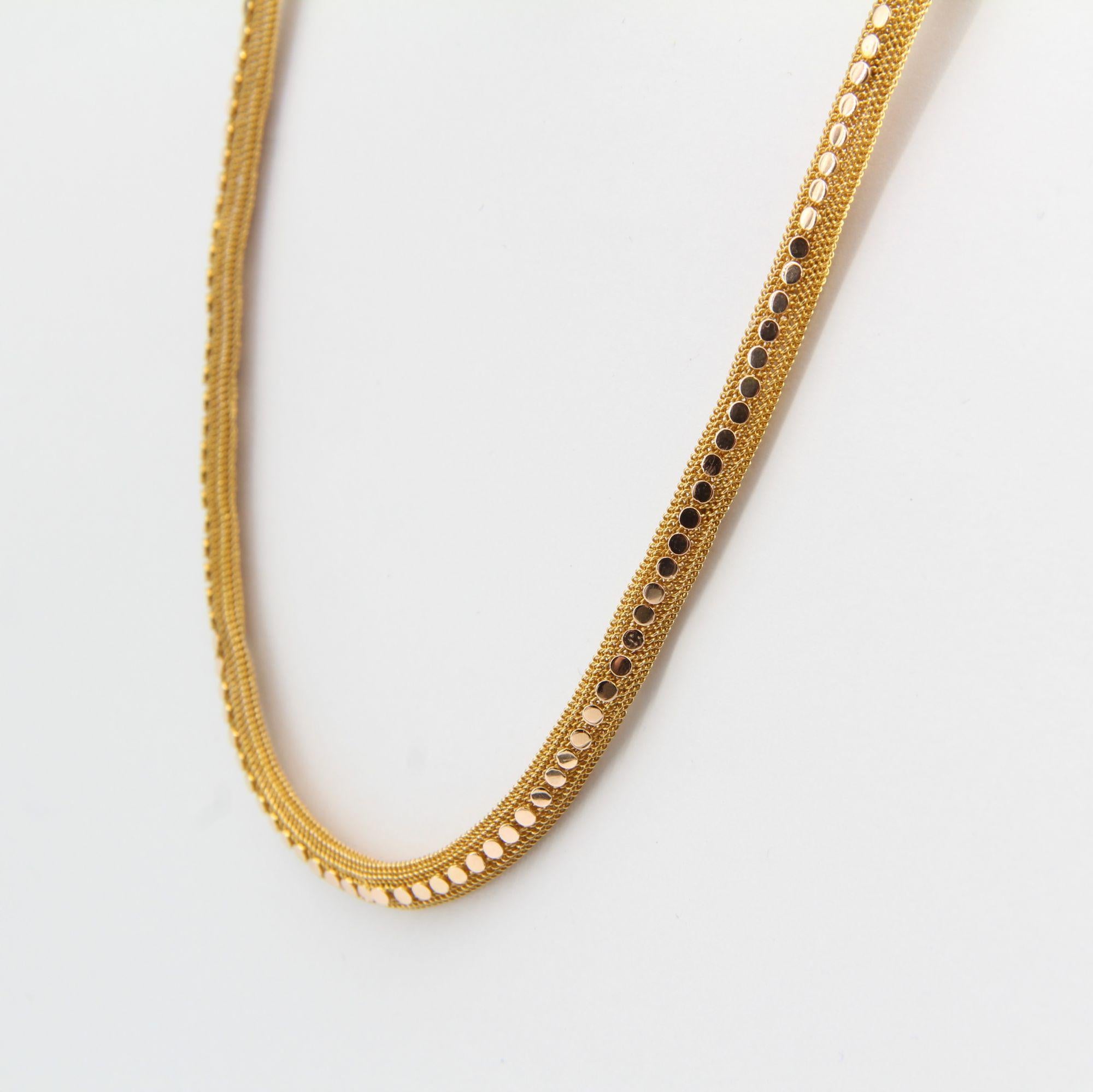 Napoleon III French 19th Century 18 Karat Yellow Gold Pellets Snake Mesh Necklace