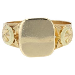 Anello con sigillo in oro giallo 18 carati francese del XIX secolo