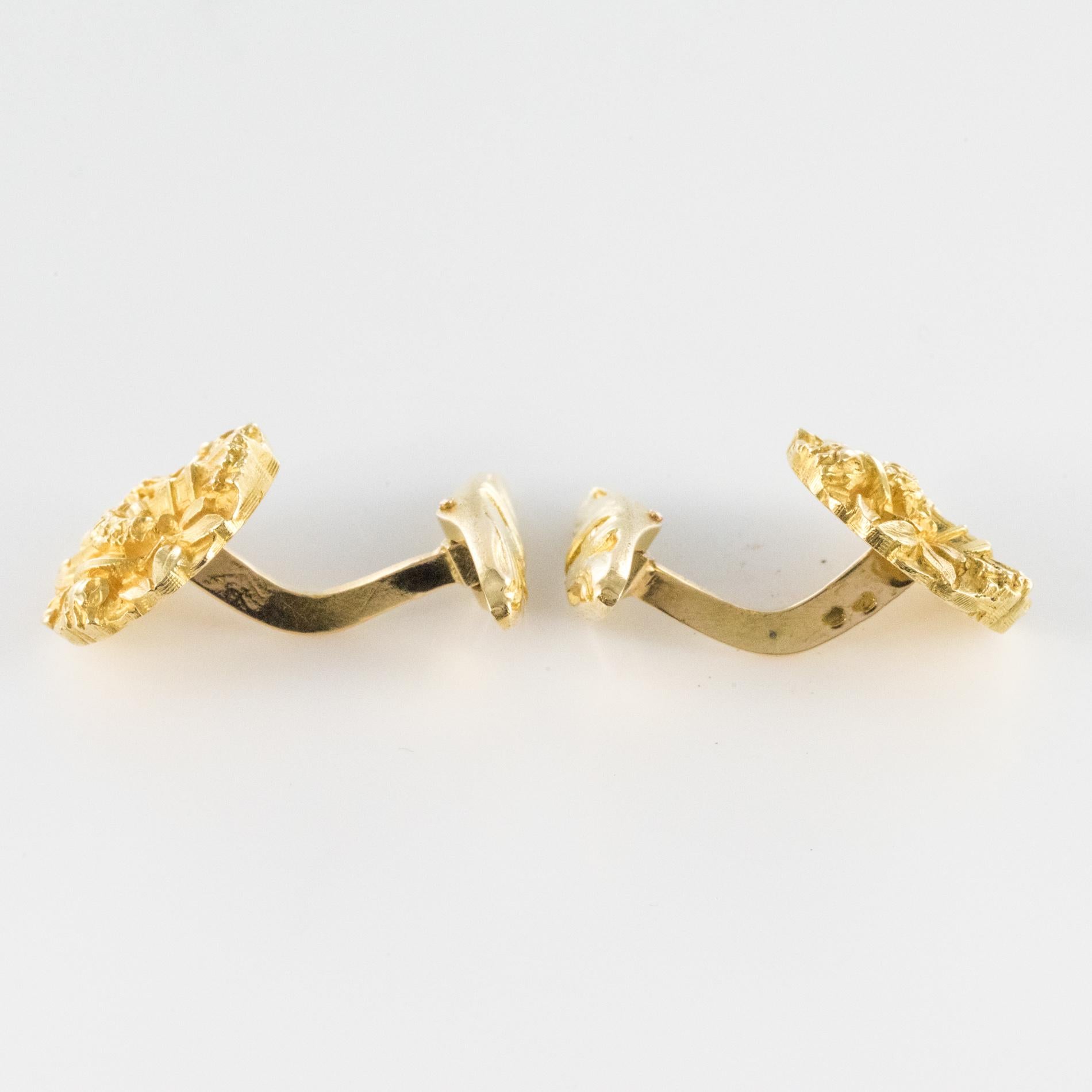 French 19th Century 18 Karat Yellow Gold Wedding Cufflinks For Sale 5