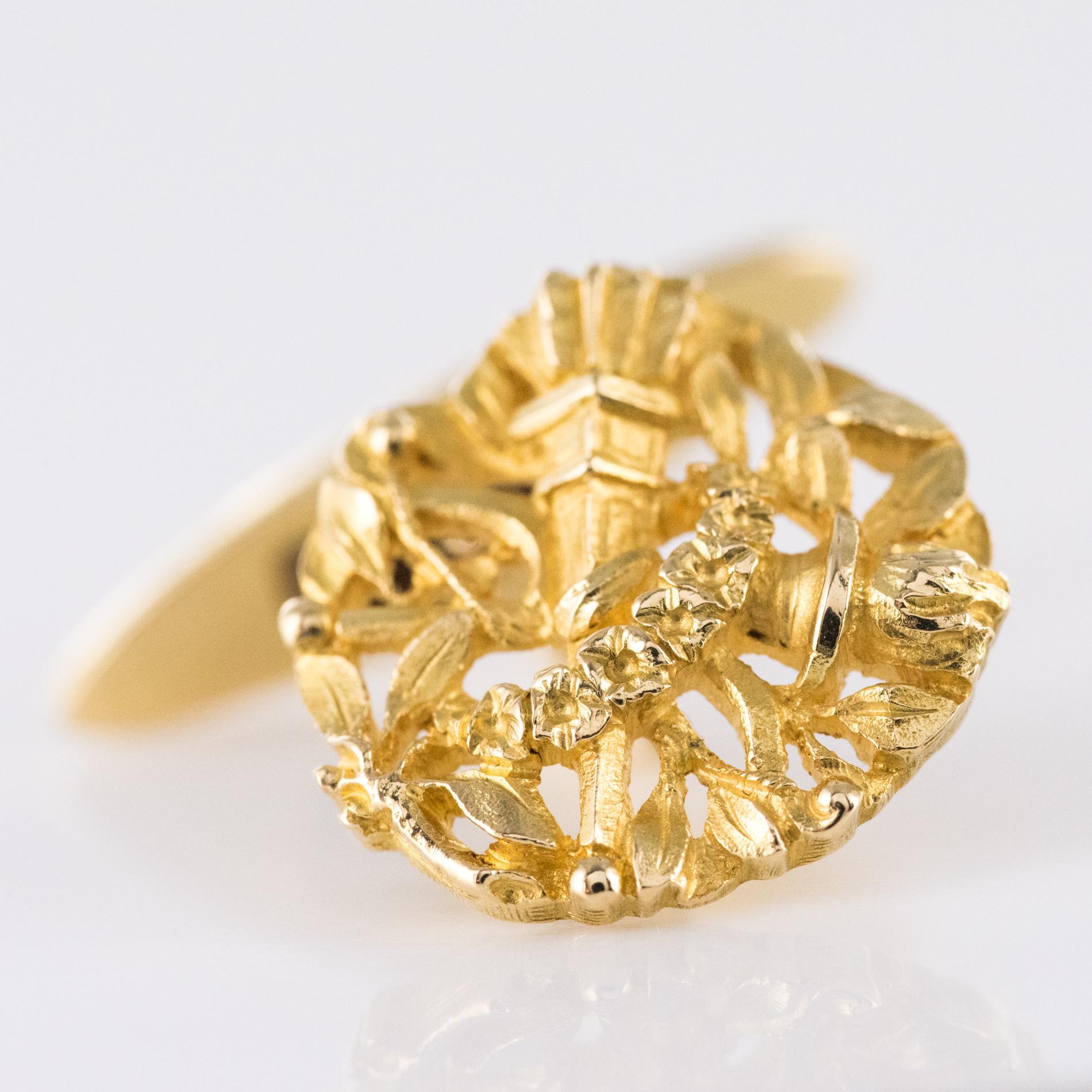 Art Nouveau French 19th Century 18 Karat Yellow Gold Wedding Cufflinks For Sale