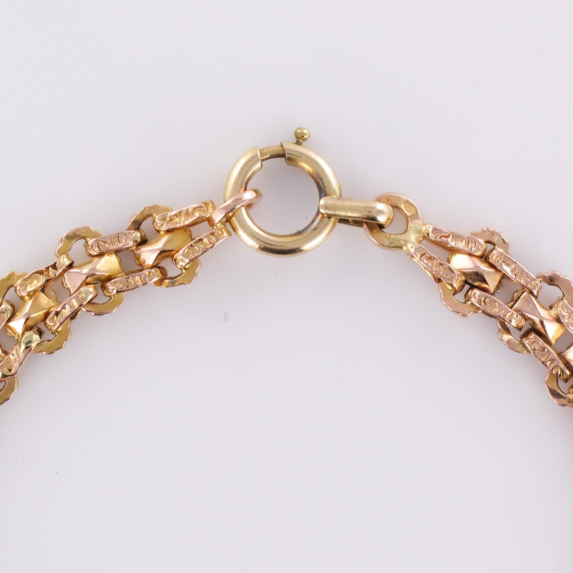 French 19th Century 18 Karats Rose Gold Curb Bracelet 6