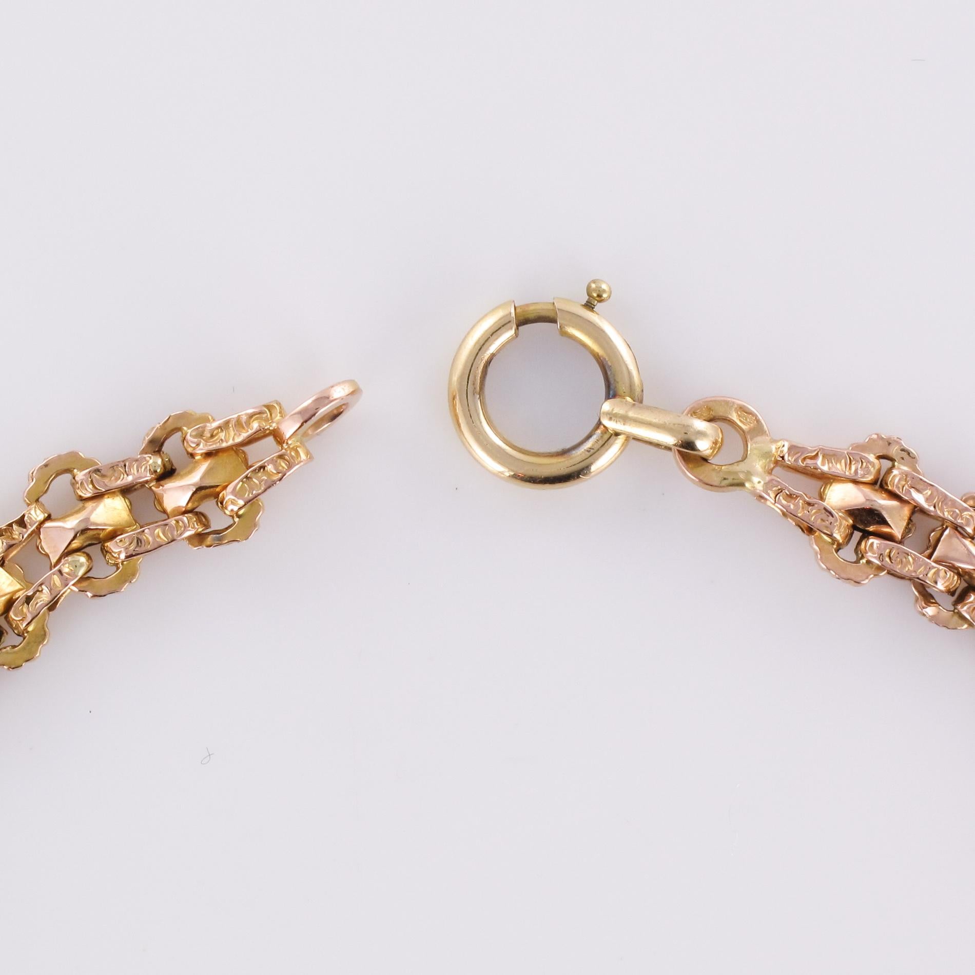 French 19th Century 18 Karats Rose Gold Curb Bracelet 7