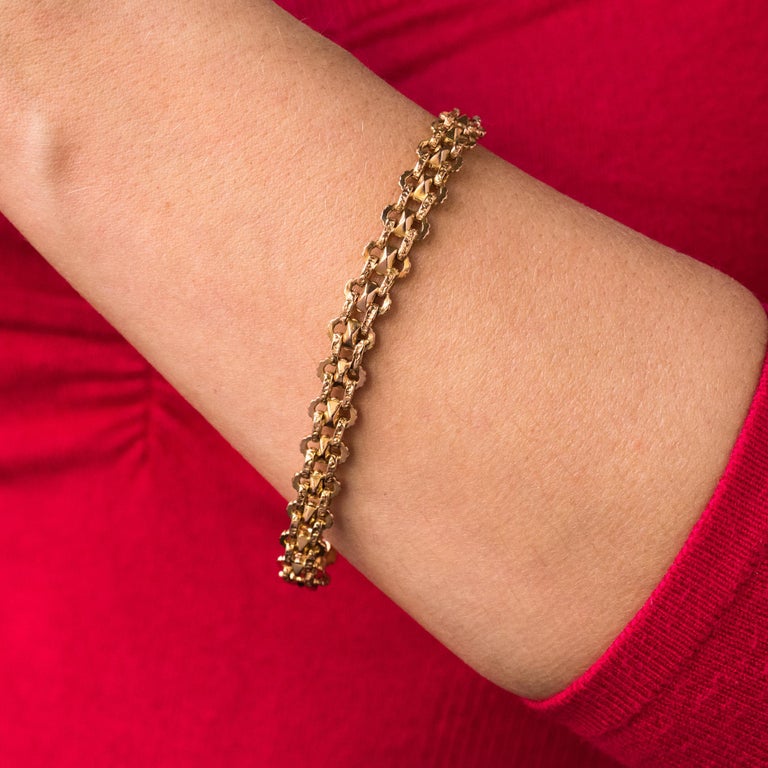French 19th Century 18 Karats Rose Gold Curb Bracelet at 1stdibs