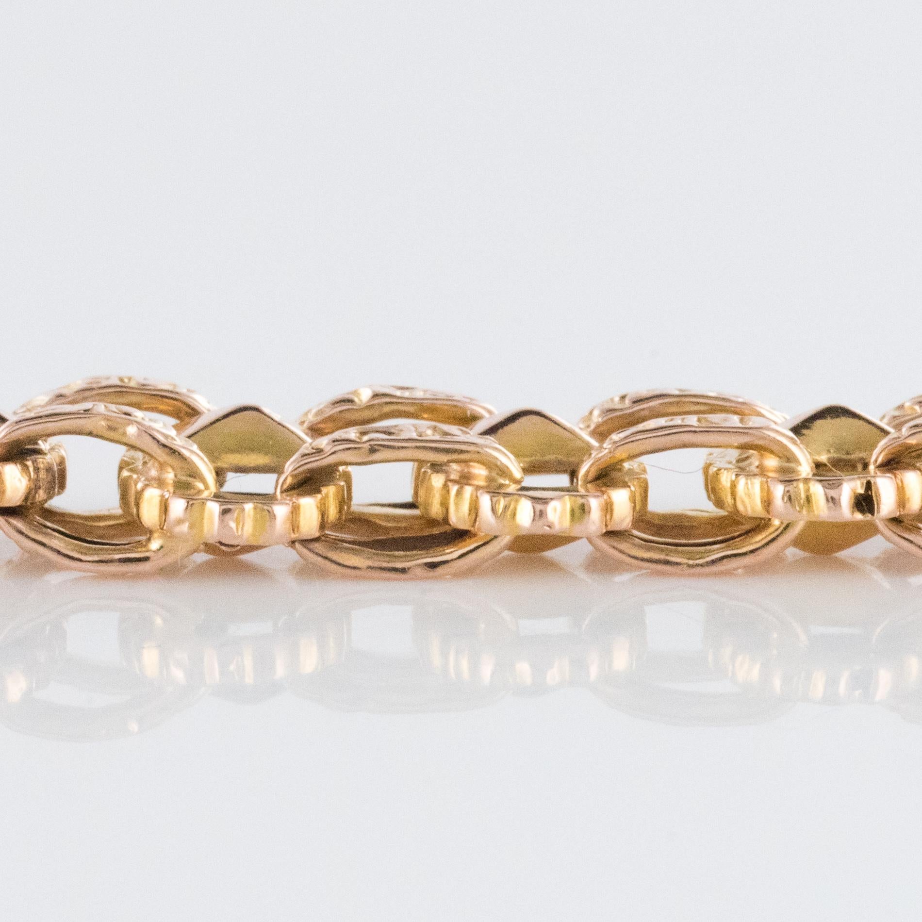Women's French 19th Century 18 Karats Rose Gold Curb Bracelet