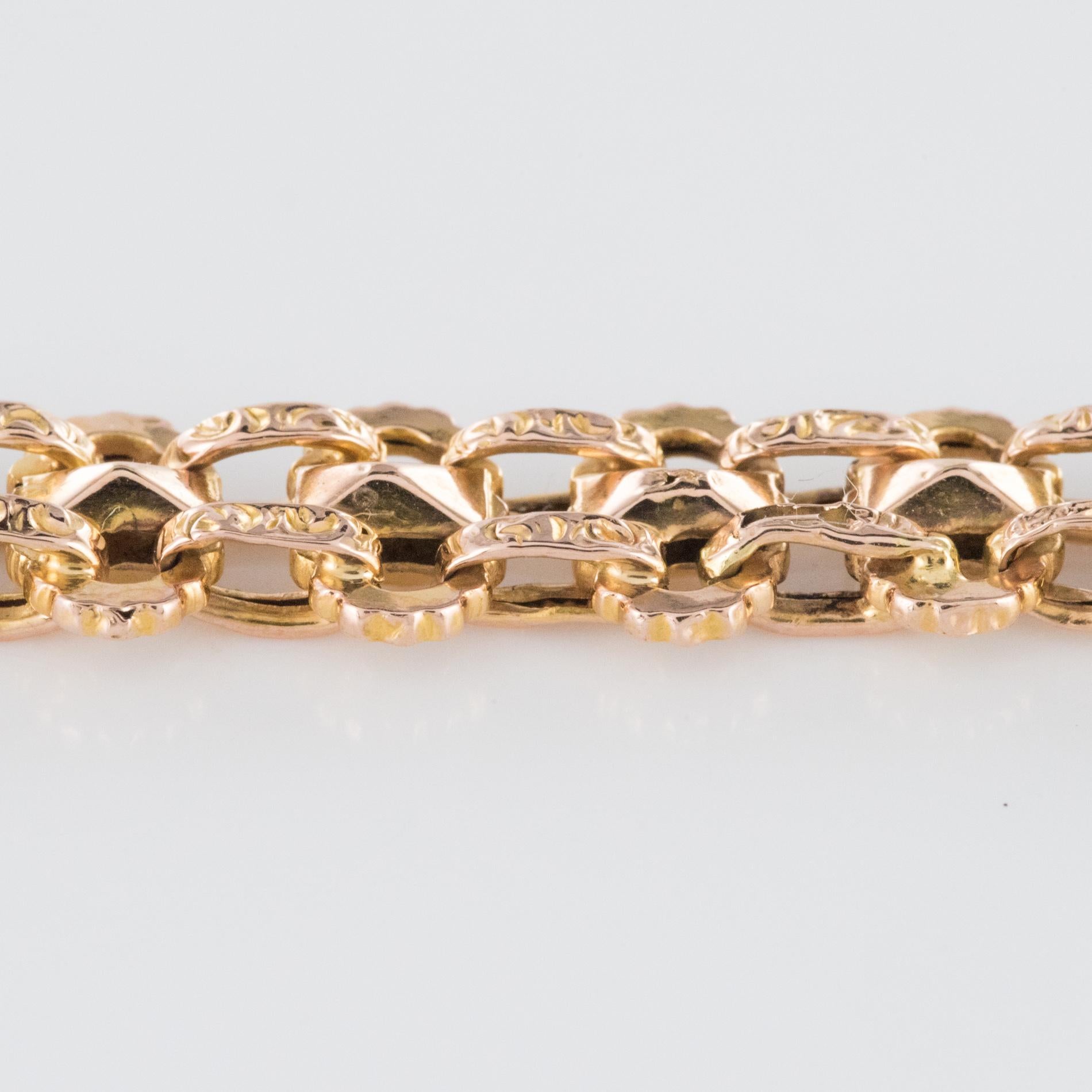 French 19th Century 18 Karats Rose Gold Curb Bracelet 1