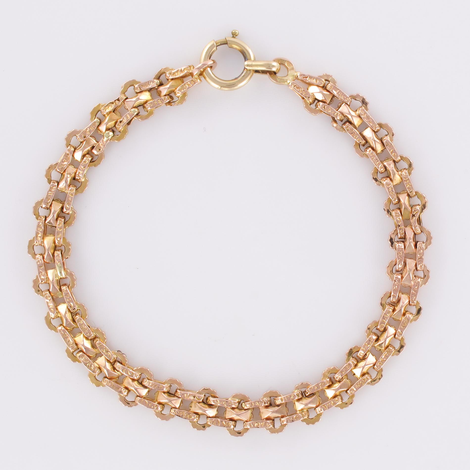 French 19th Century 18 Karats Rose Gold Curb Bracelet 3
