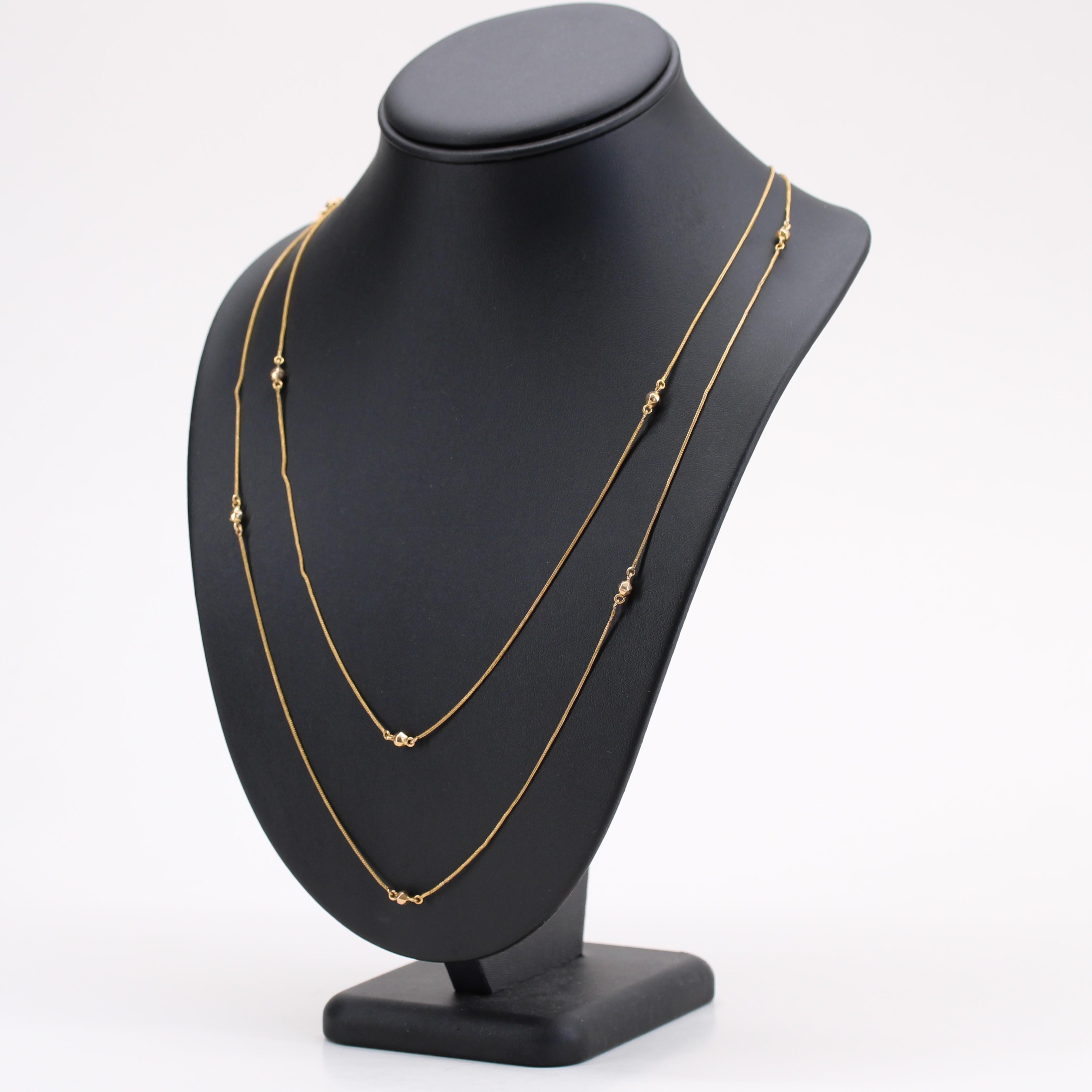Collar largo de cadena francesa de oro rosa de 18 quilates del siglo XIX en venta 5