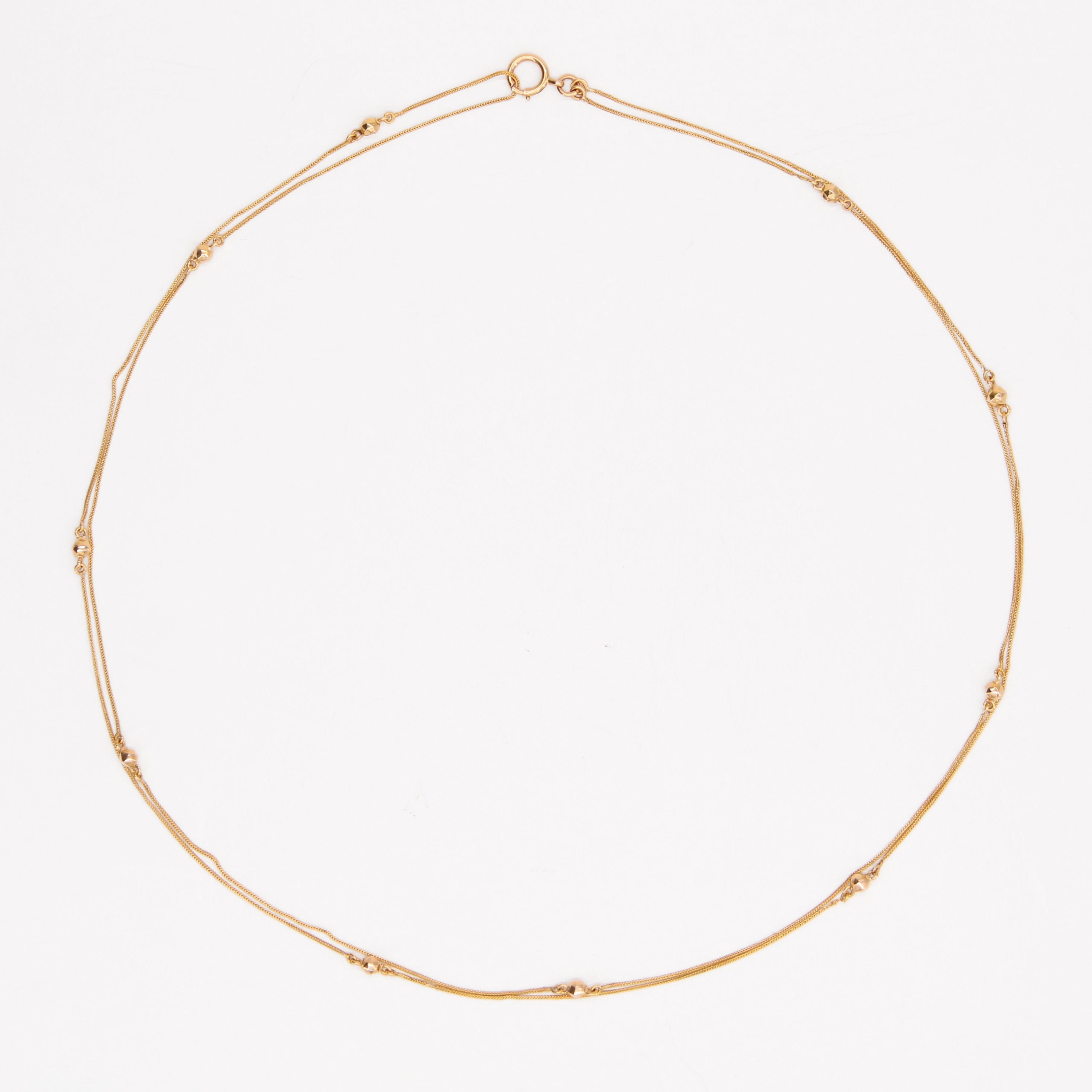 Collar largo de cadena francesa de oro rosa de 18 quilates del siglo XIX en venta 6