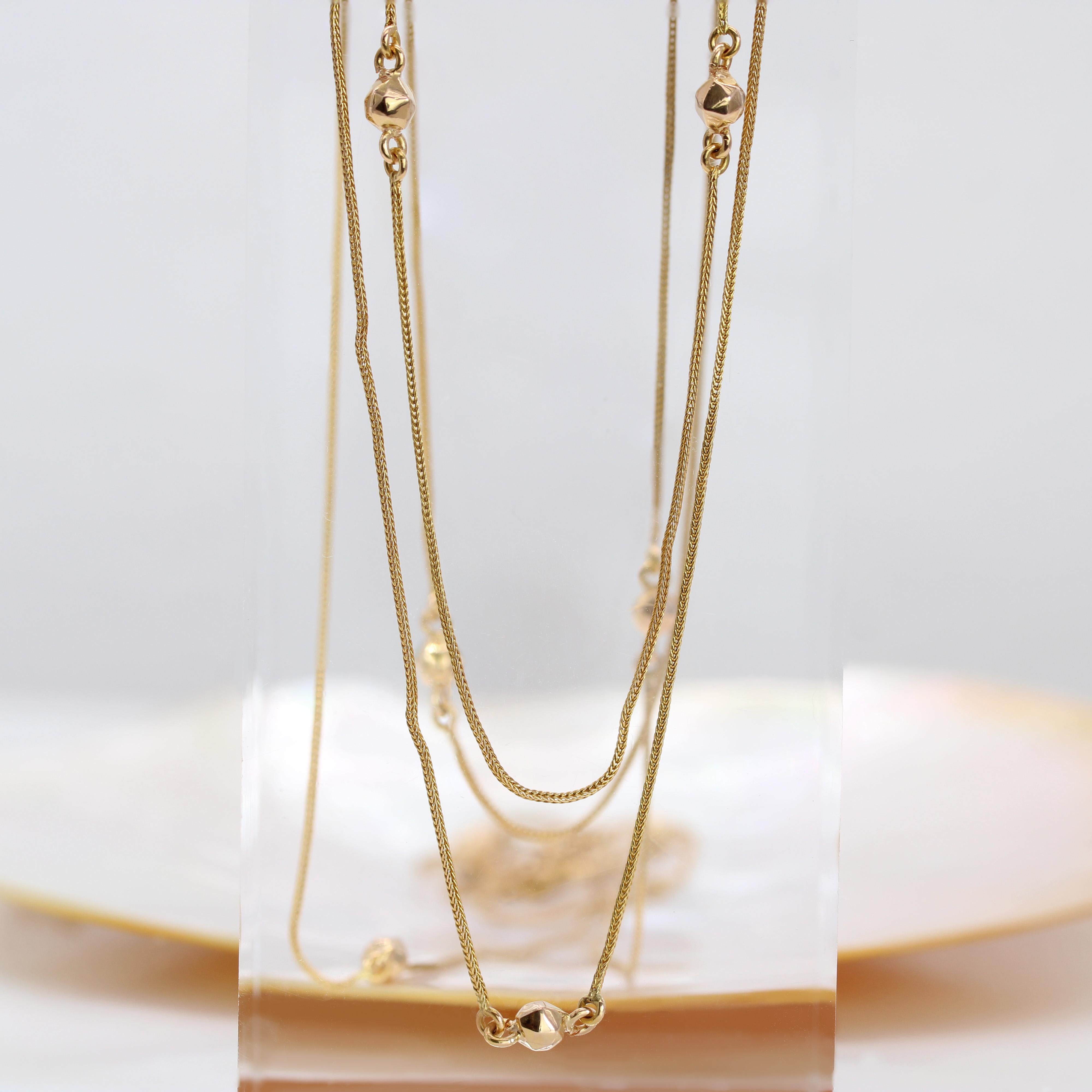 De las mujeres Collar largo de cadena francesa de oro rosa de 18 quilates del siglo XIX en venta