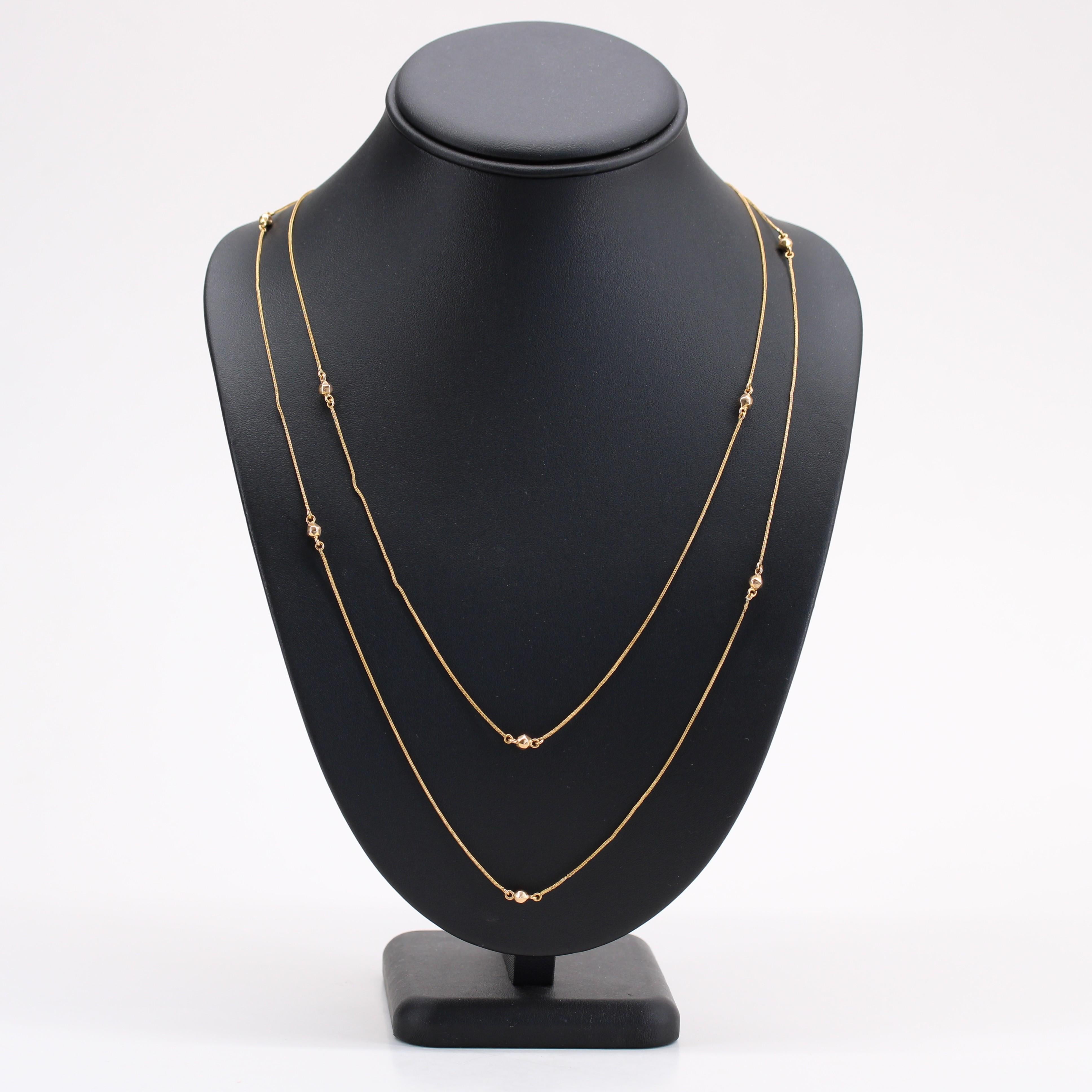 Collar largo de cadena francesa de oro rosa de 18 quilates del siglo XIX en venta 4