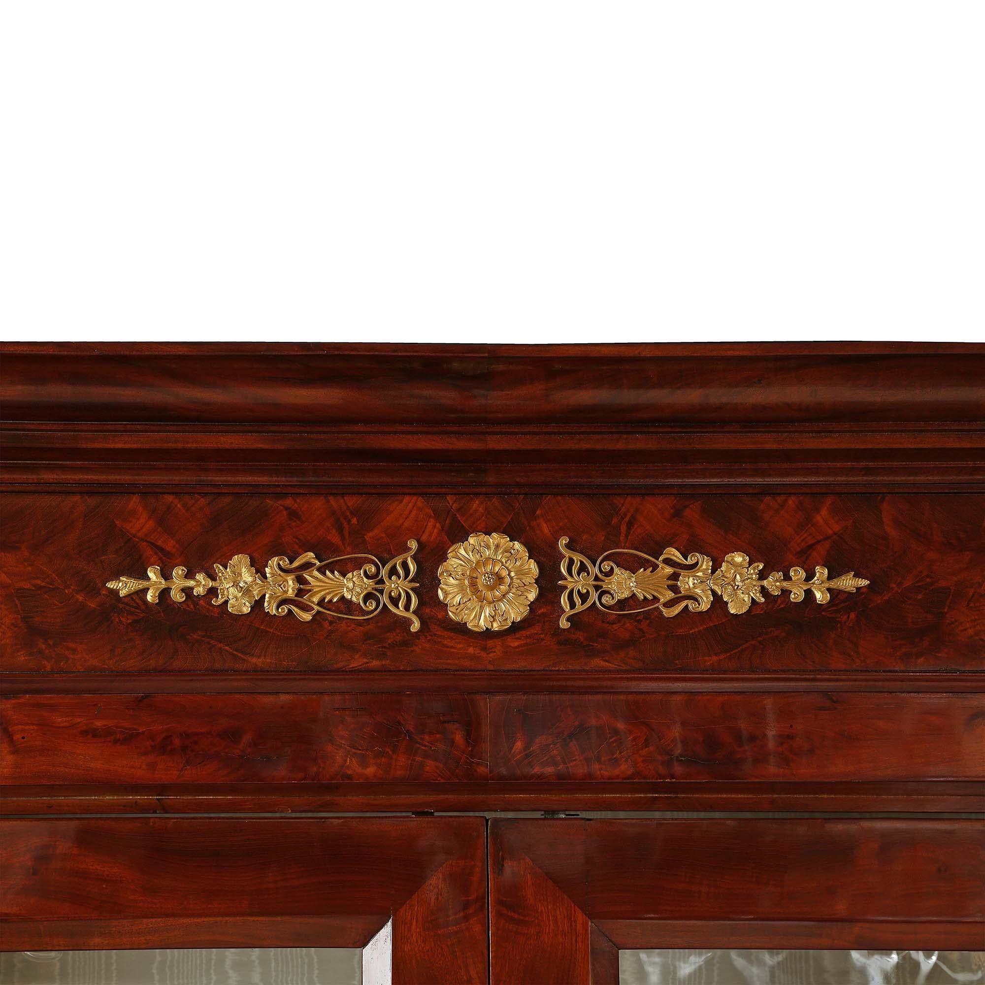 French 19th Century 1st Empire Crouch Mahogany and Fire Gilt Ormolu Cabinet For Sale 4
