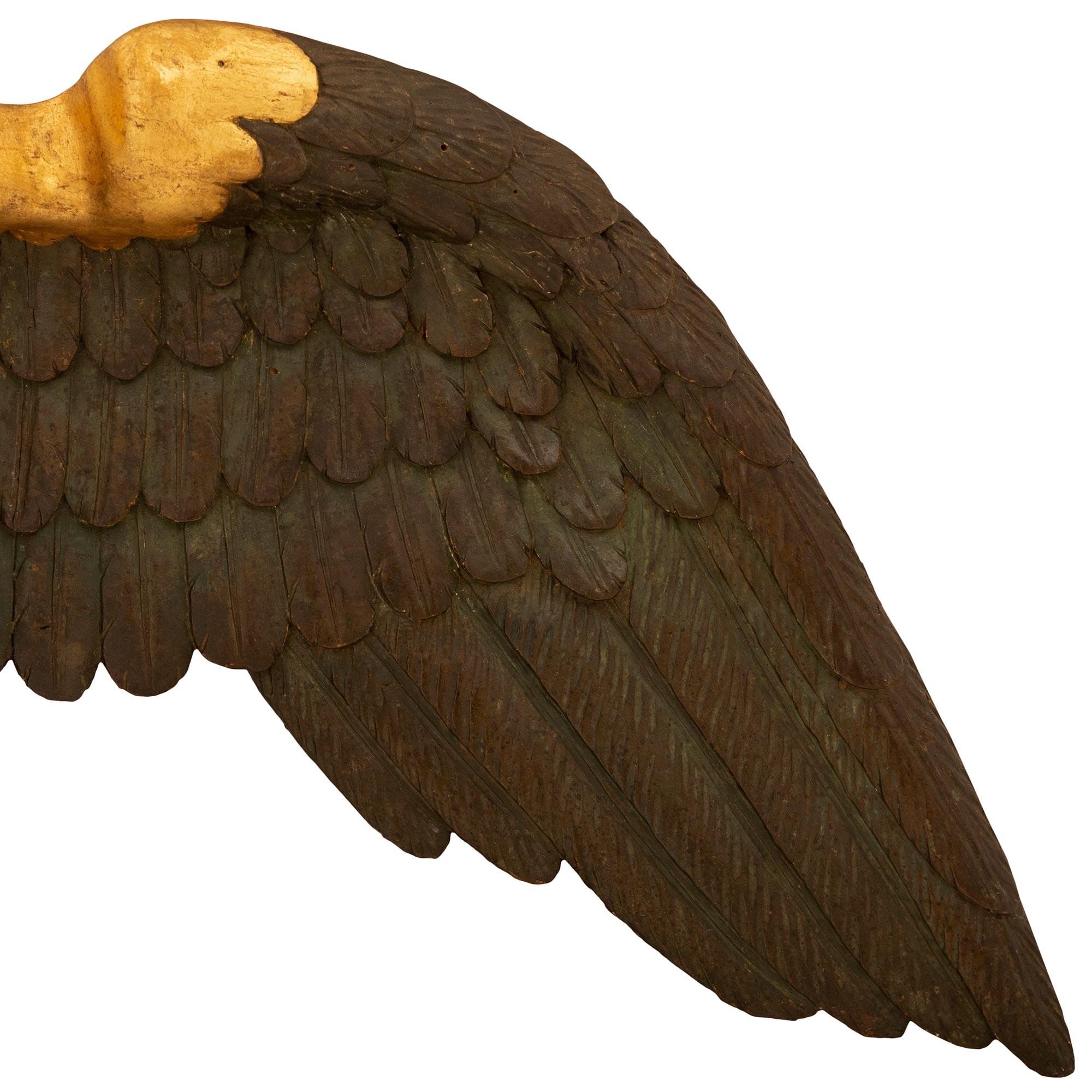 French 19th Century 1st Empire Period Giltwood and Polychrome Eagle Wall Decor For Sale 2