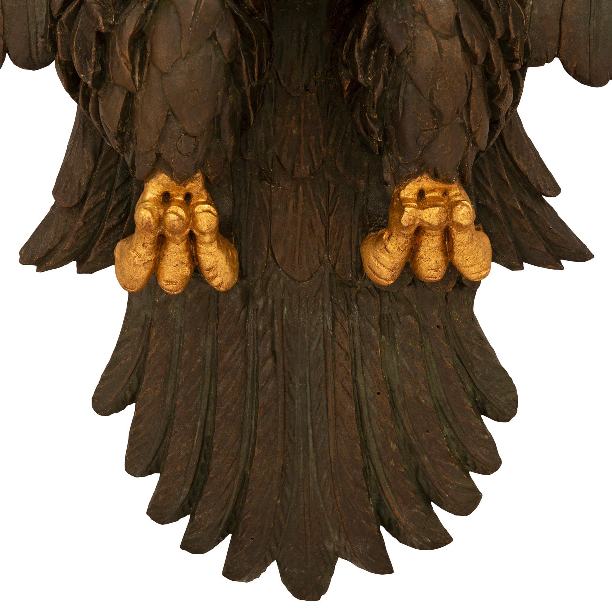 French 19th Century 1st Empire Period Giltwood and Polychrome Eagle Wall Decor For Sale 3