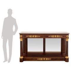 French 19th Century 1st Empire Period Mahogany, Marble, and Ormolu Console