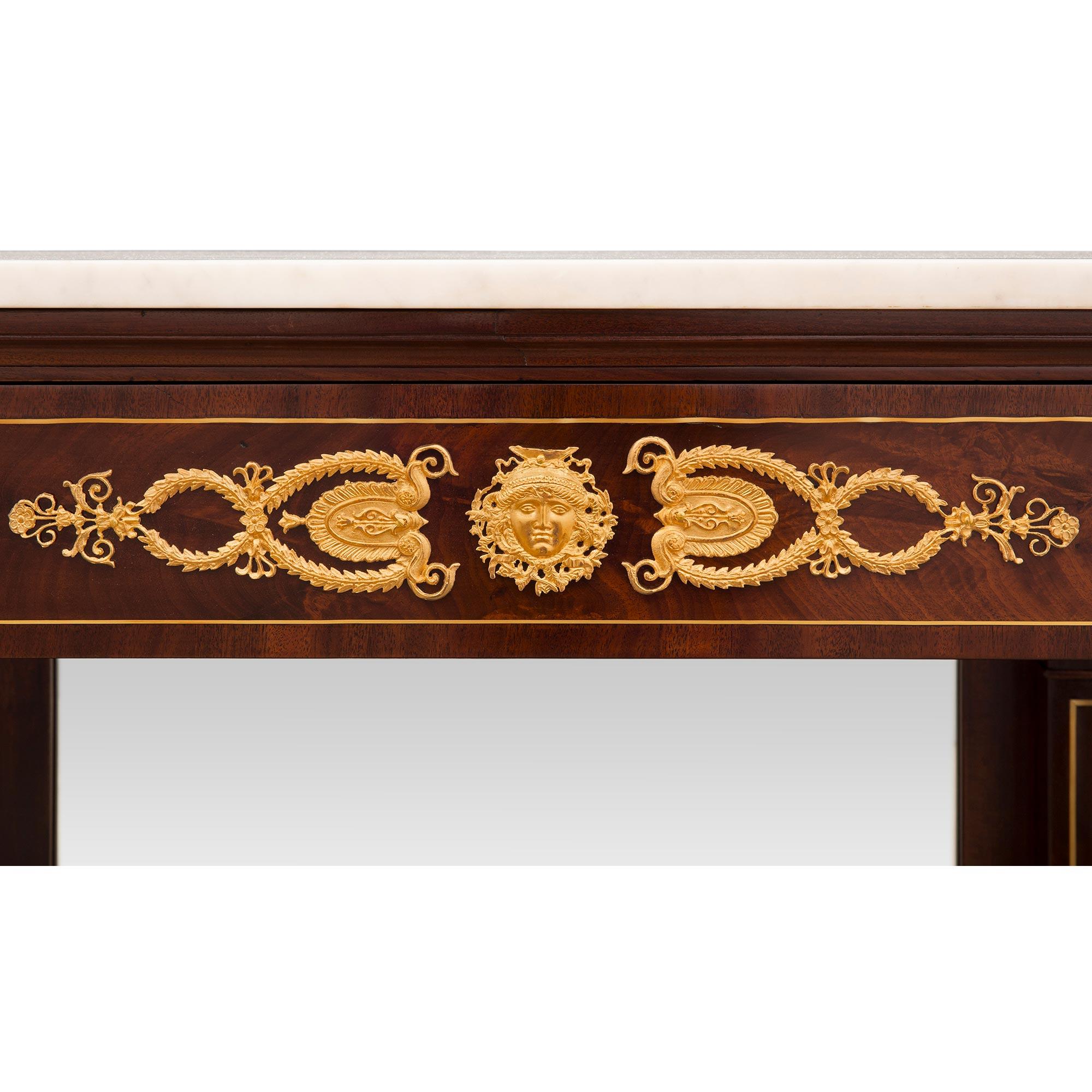 French 19th Century 1st Empire Period Mahogany, Marble, and Ormolu Console For Sale 4
