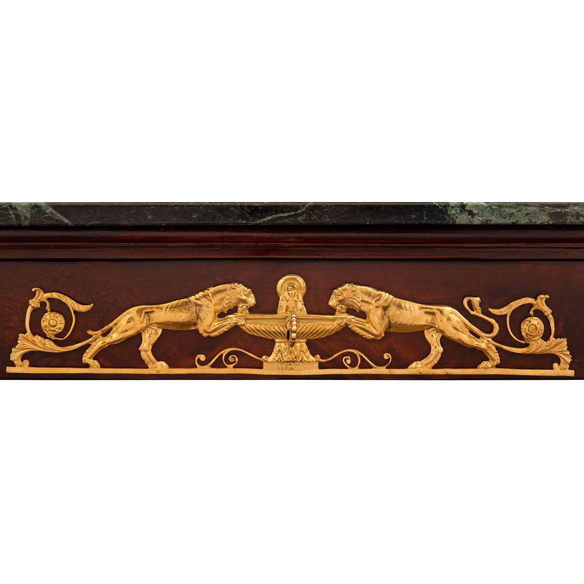 French 19th Century 1st Empire Period Mahogany, Ormolu, and Marble Console For Sale 5