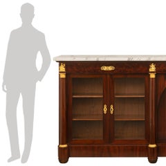French 19th Century 1st Empire Period Mahogany, Ormolu And Marble Vitrine