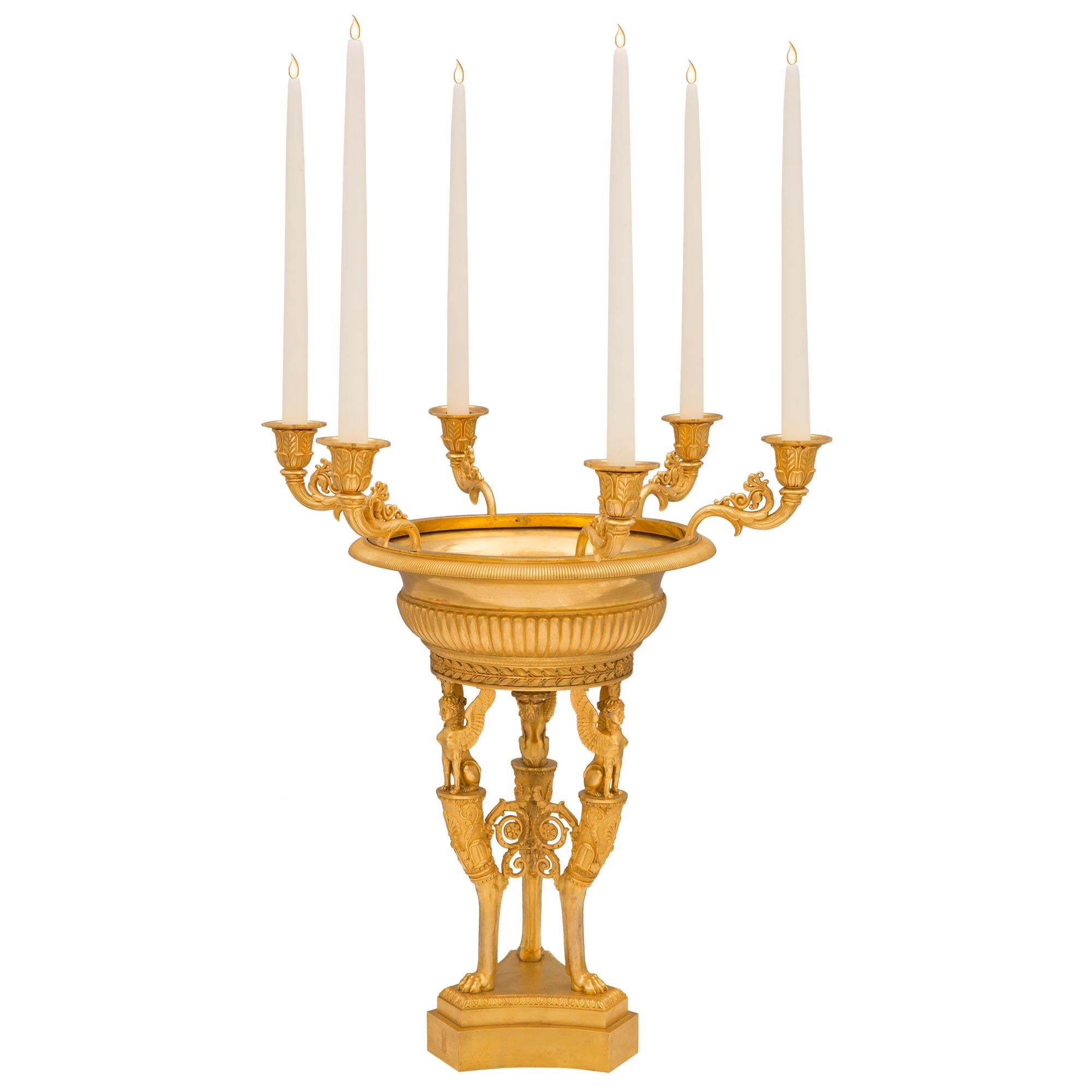 French 19th Century 1st Empire Period Ormolu Candelabra Centerpiece In Good Condition For Sale In West Palm Beach, FL