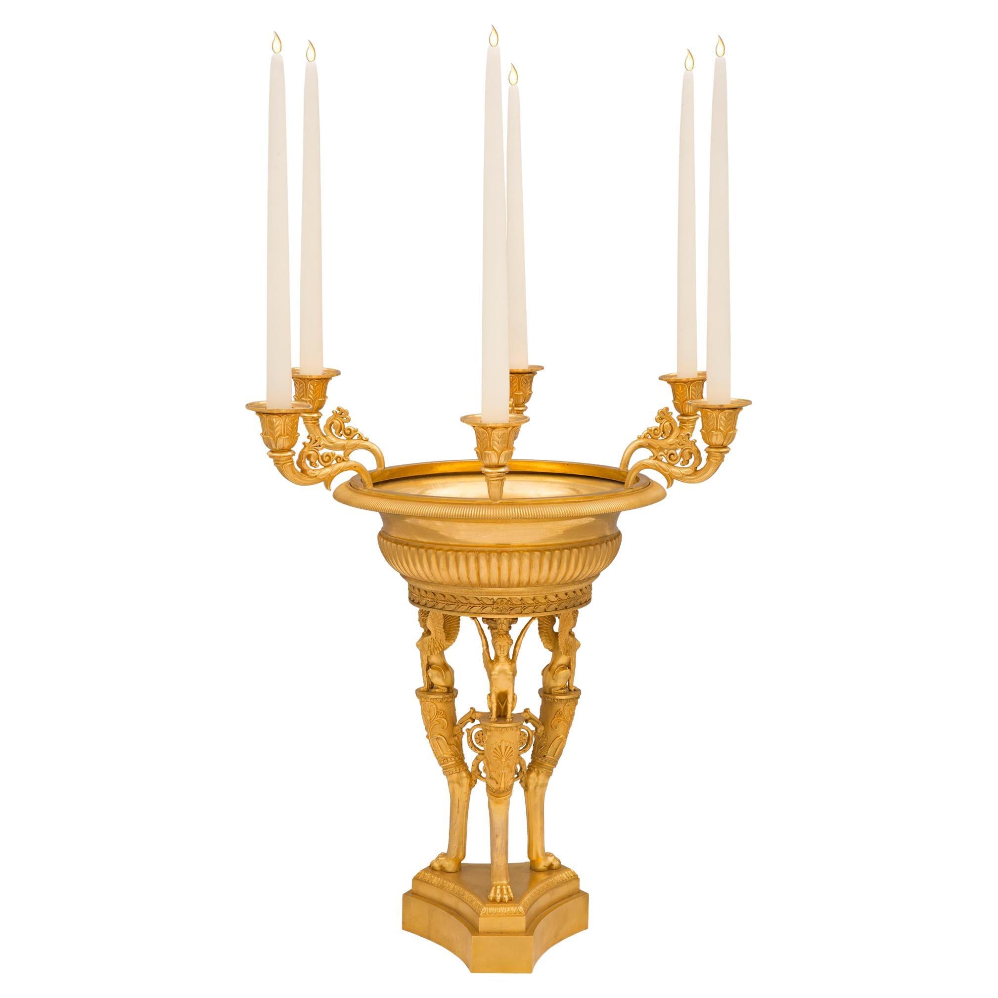 French 19th Century 1st Empire Period Ormolu Candelabra Centerpiece For Sale