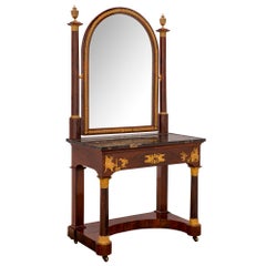 French 19th Century 1st Empire Period Ormolu, Mahogany and Marble Vanity Table