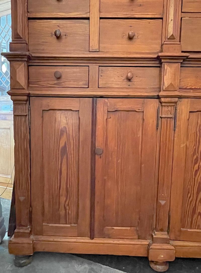 French 19th Century 28 Drawer Oak Apothecary Cabinet with 2 Lower Door Cabinets For Sale 3